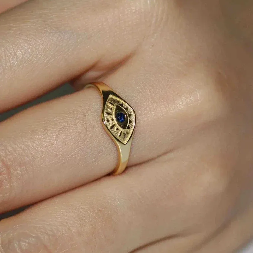 14k Evil Eye Ring with Birthday Stone