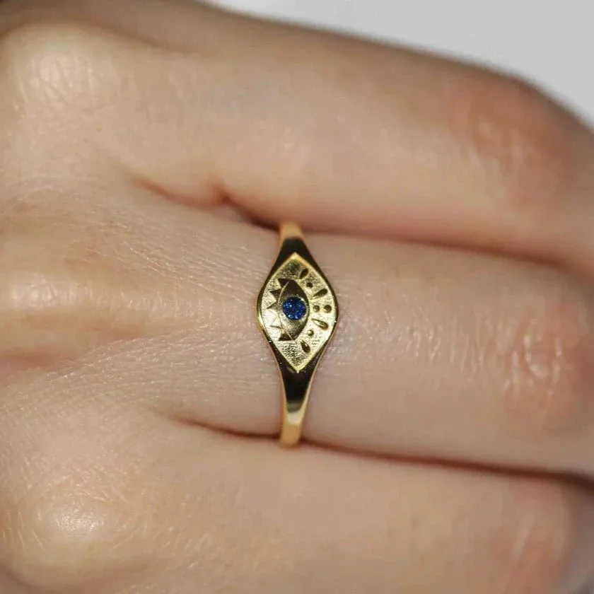 14k Evil Eye Ring with Birthday Stone