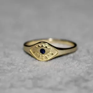 14k Evil Eye Ring with Birthday Stone