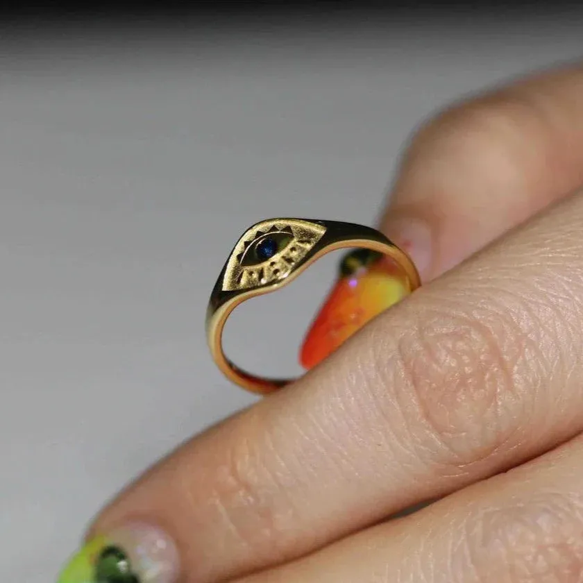 14k Evil Eye Ring with Birthday Stone