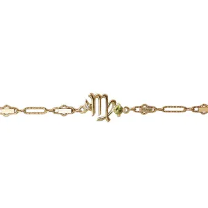 14K Virgo Horoscope Birthstone Bracelet (Sapphire   Peridot)