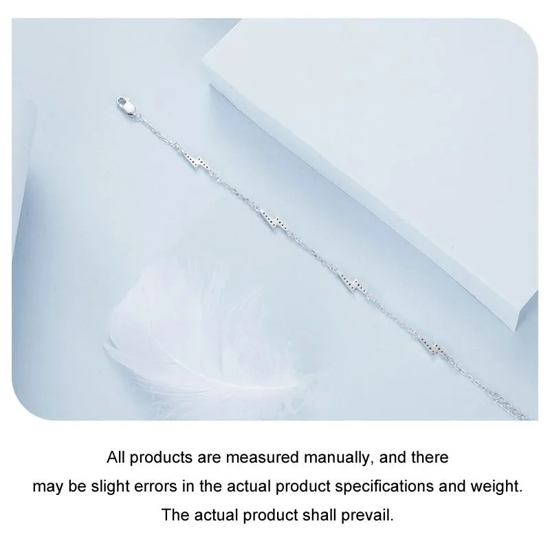 925 Sterling Silver Platinum Plated Lightning Bracelet In