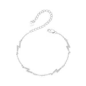 925 Sterling Silver Platinum Plated Lightning Bracelet In