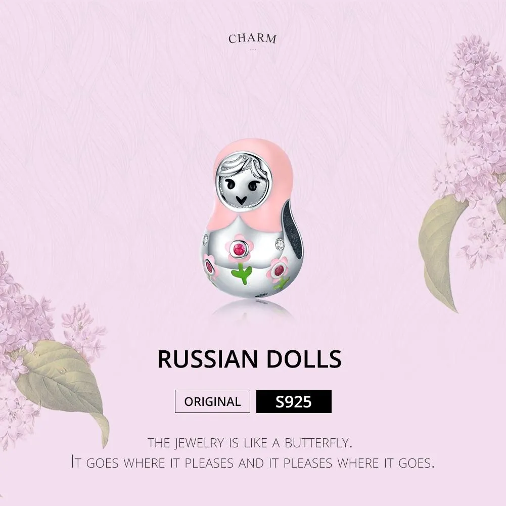 925 Sterling Silver Russian Doll Beaded Bracelet