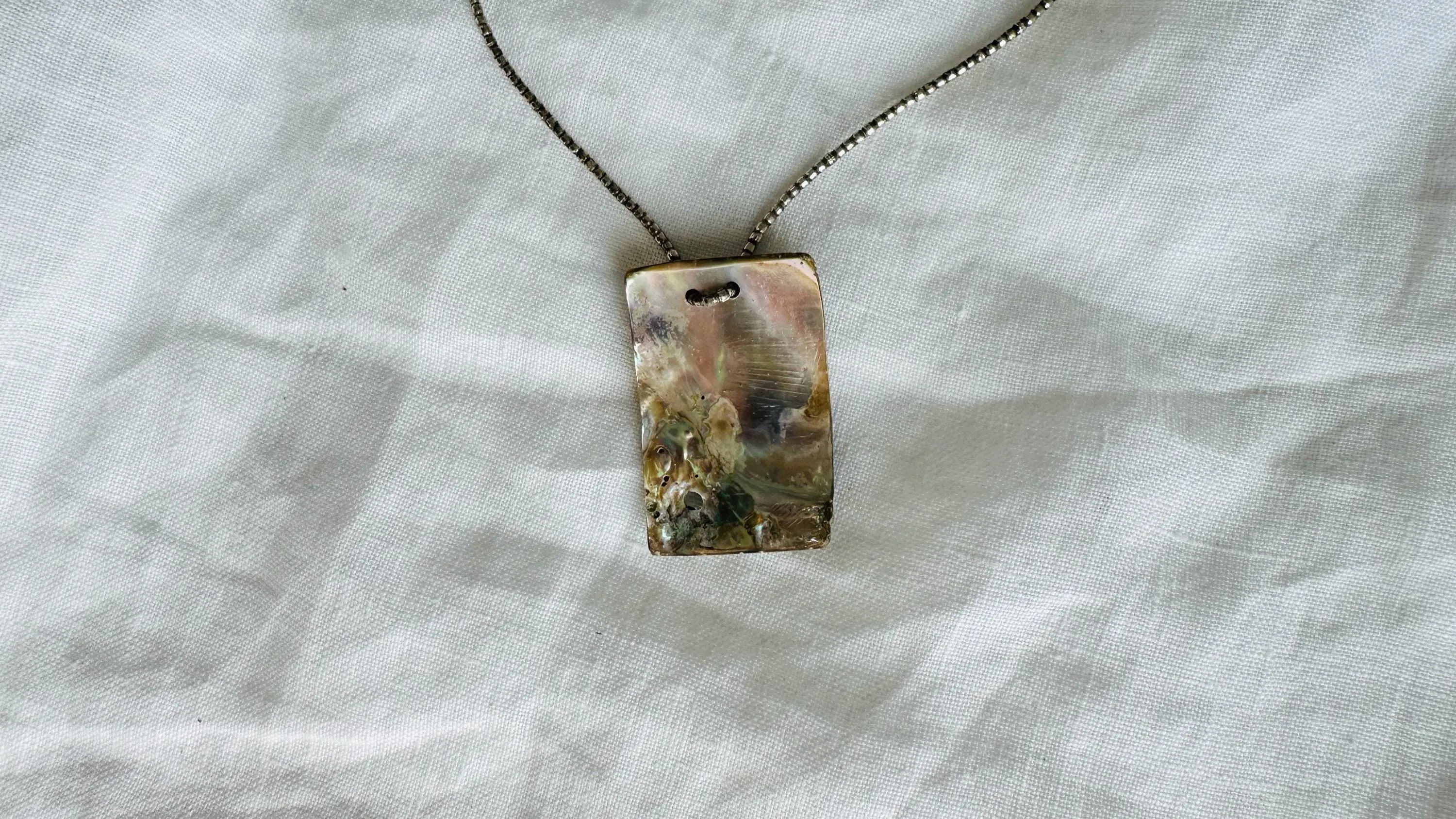Abalone Necklace. Kewa Pueblo. Sterling Silver Pendant. Native American Jewelry. 2629