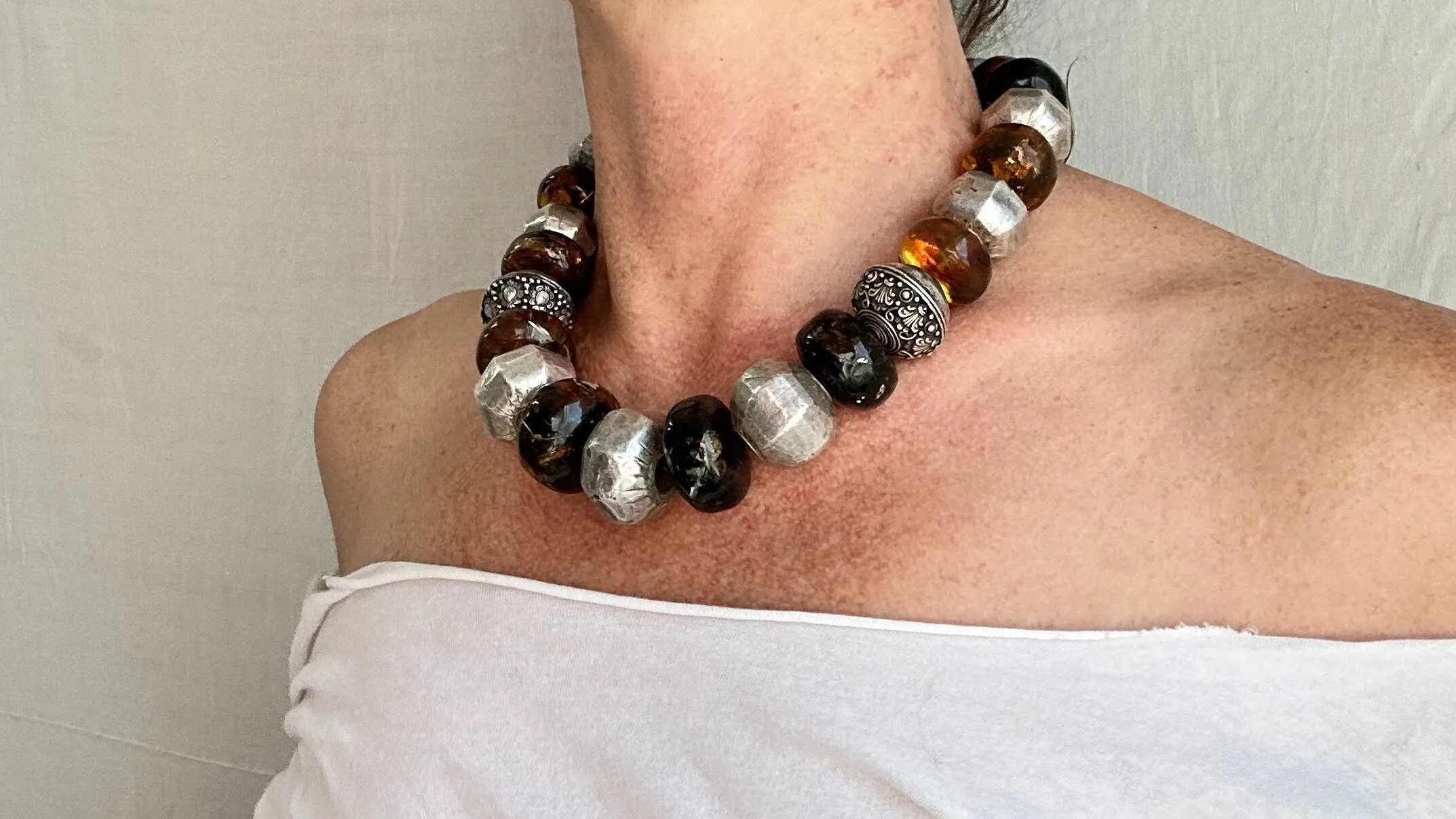 Amber Necklace and Sterling. Mexican Amber. Dramatic and Gorgeous! IN COMPLIANCE with Etsy Regulations