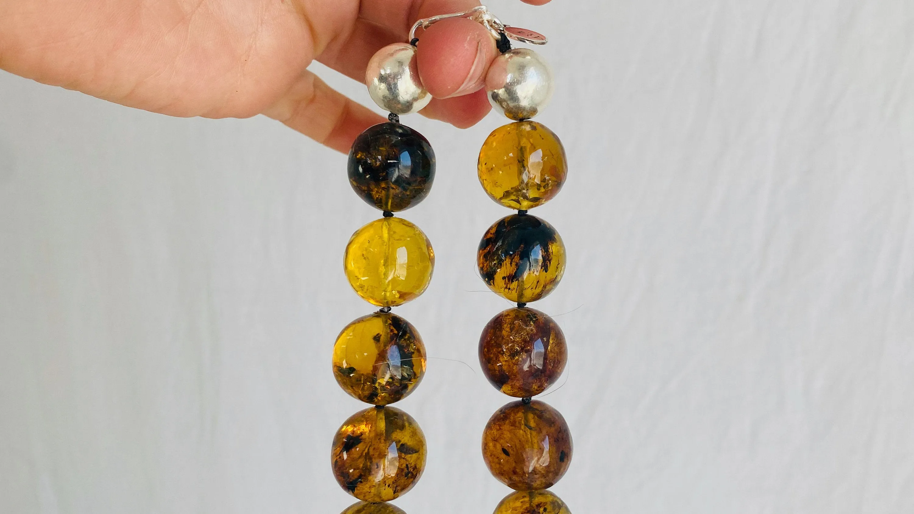 Amber Necklace, Barro Negro Heart Pendant. Mexican Amber. 0049