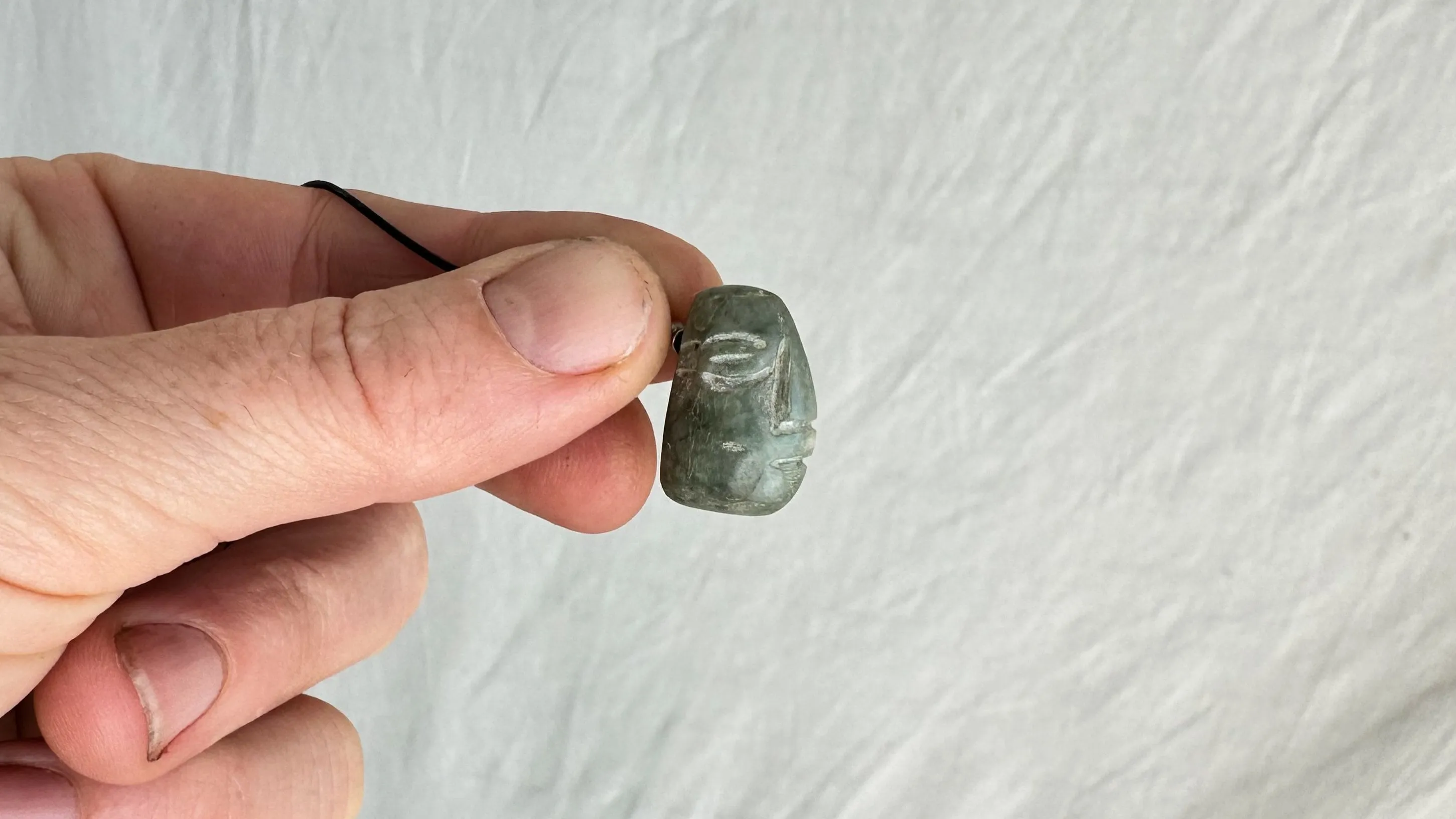 Ancient Jade Face Pendant Necklace. Zapotec. 1433