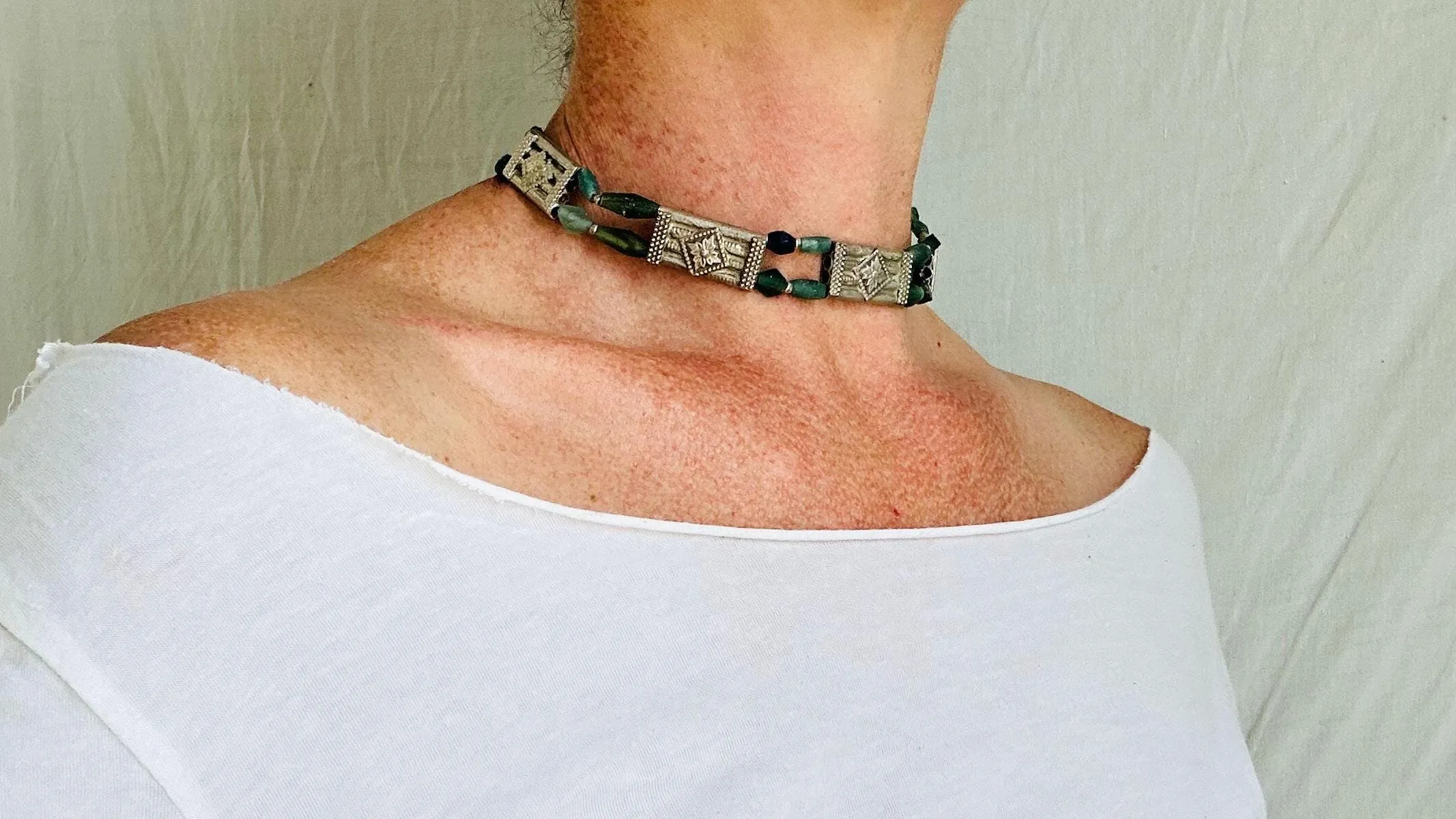 Ancient Roman Glass Choker Necklace. 2572