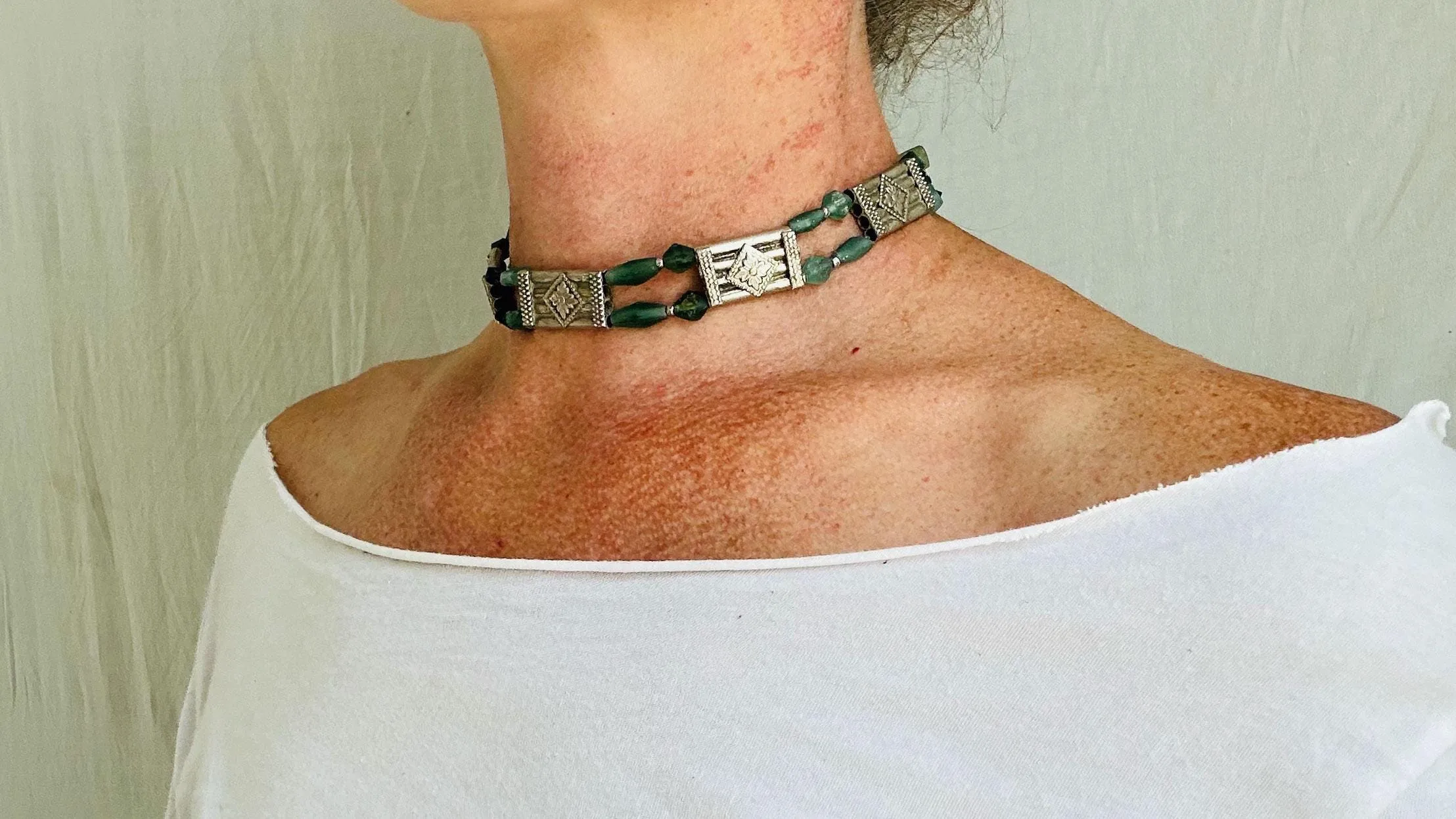 Ancient Roman Glass Choker Necklace. 2572