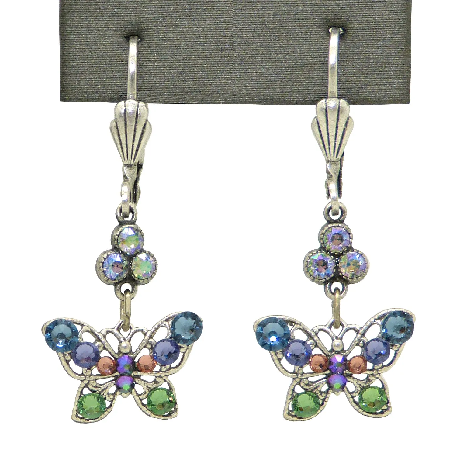 Anne Koplik Small Openwork Blue Butterfly Earrings with Swarovski Crystal ES3176DEN