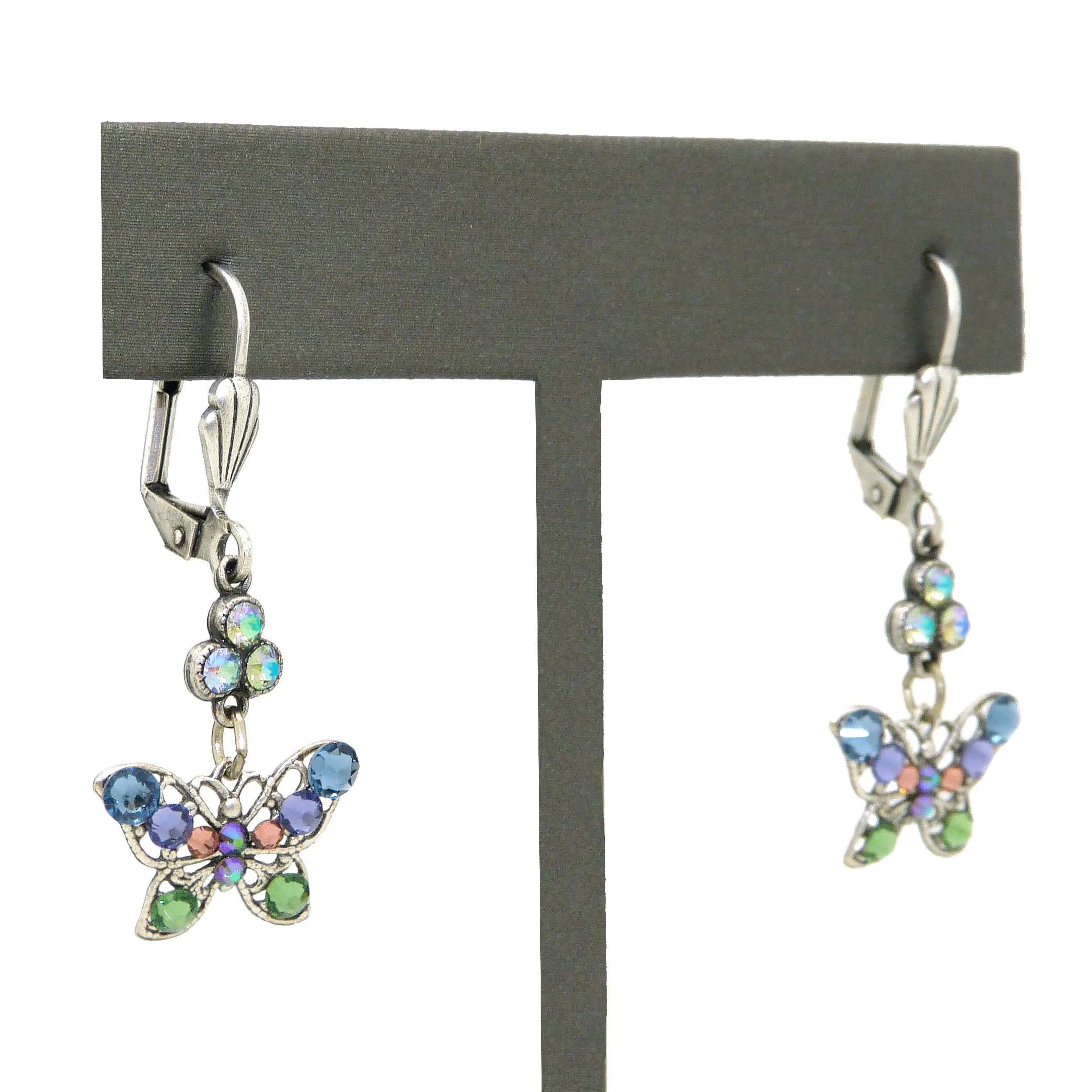 Anne Koplik Small Openwork Blue Butterfly Earrings with Swarovski Crystal ES3176DEN