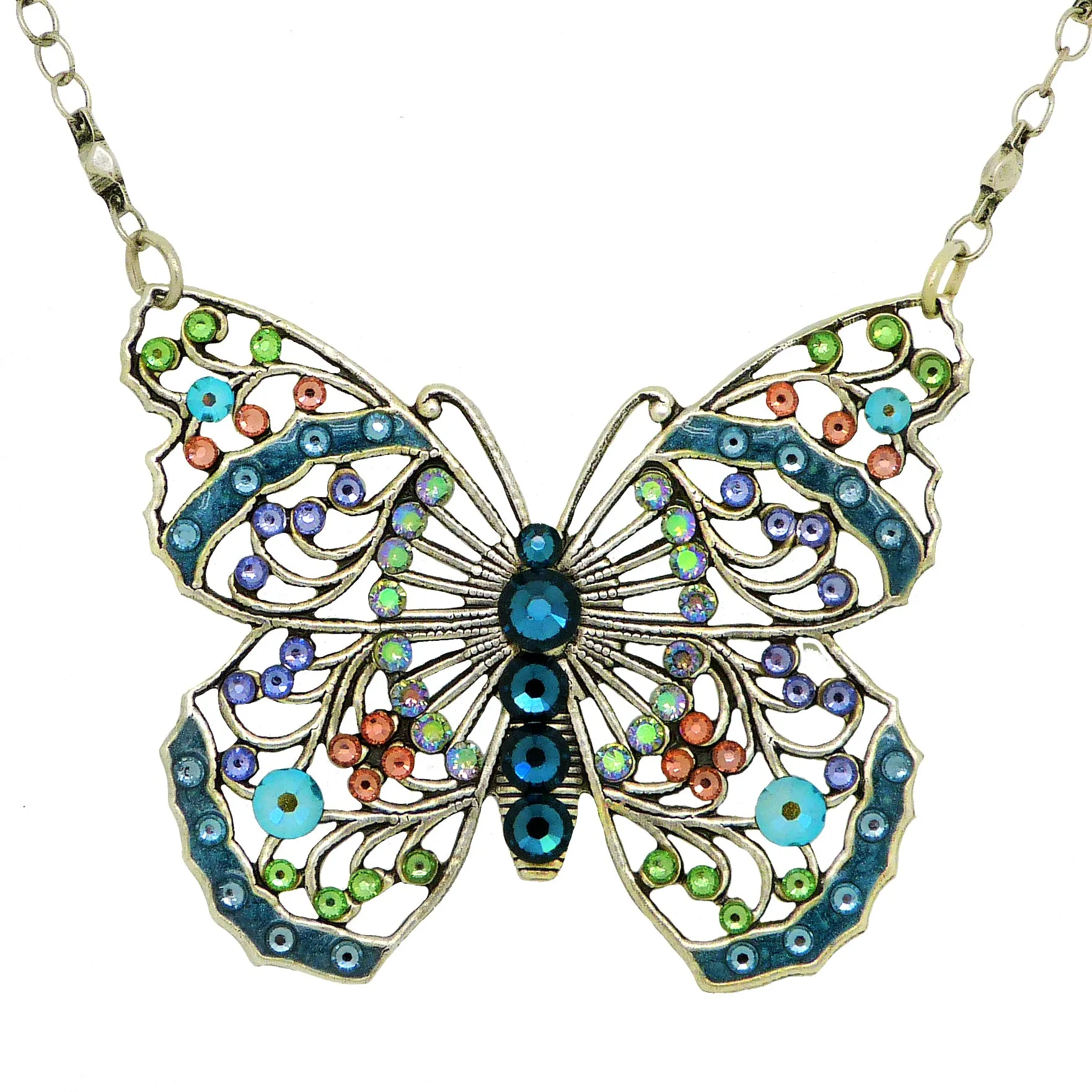 Anne Koplik Small Openwork Blue Butterfly Earrings with Swarovski Crystal ES3176DEN
