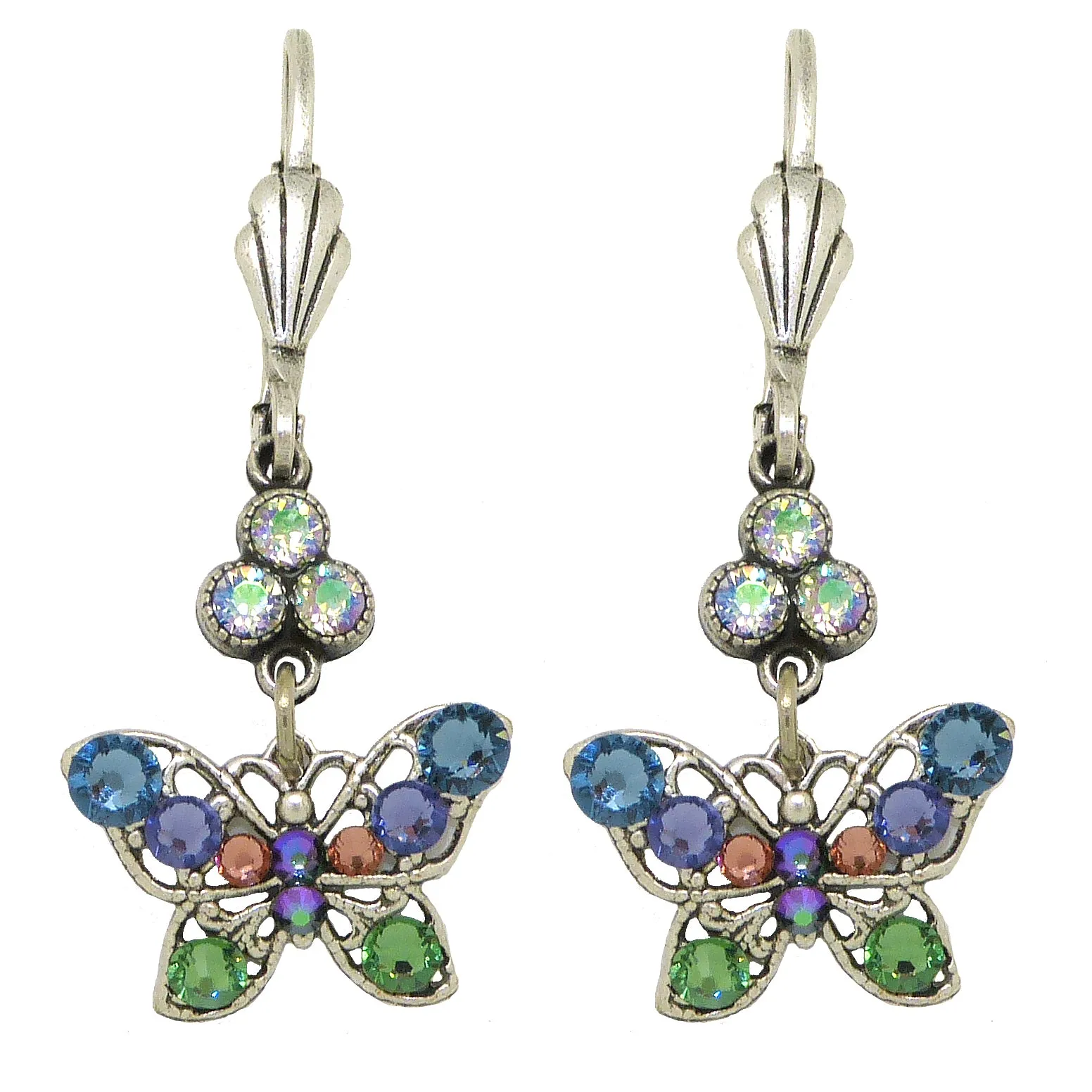 Anne Koplik Small Openwork Blue Butterfly Earrings with Swarovski Crystal ES3176DEN