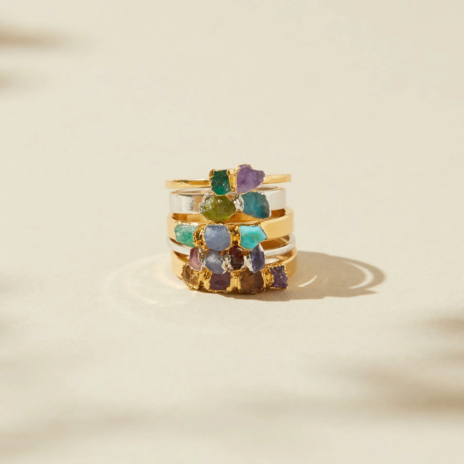 Aquamarine and Peridot Ring - Silver Finish - Size 6 - SS01