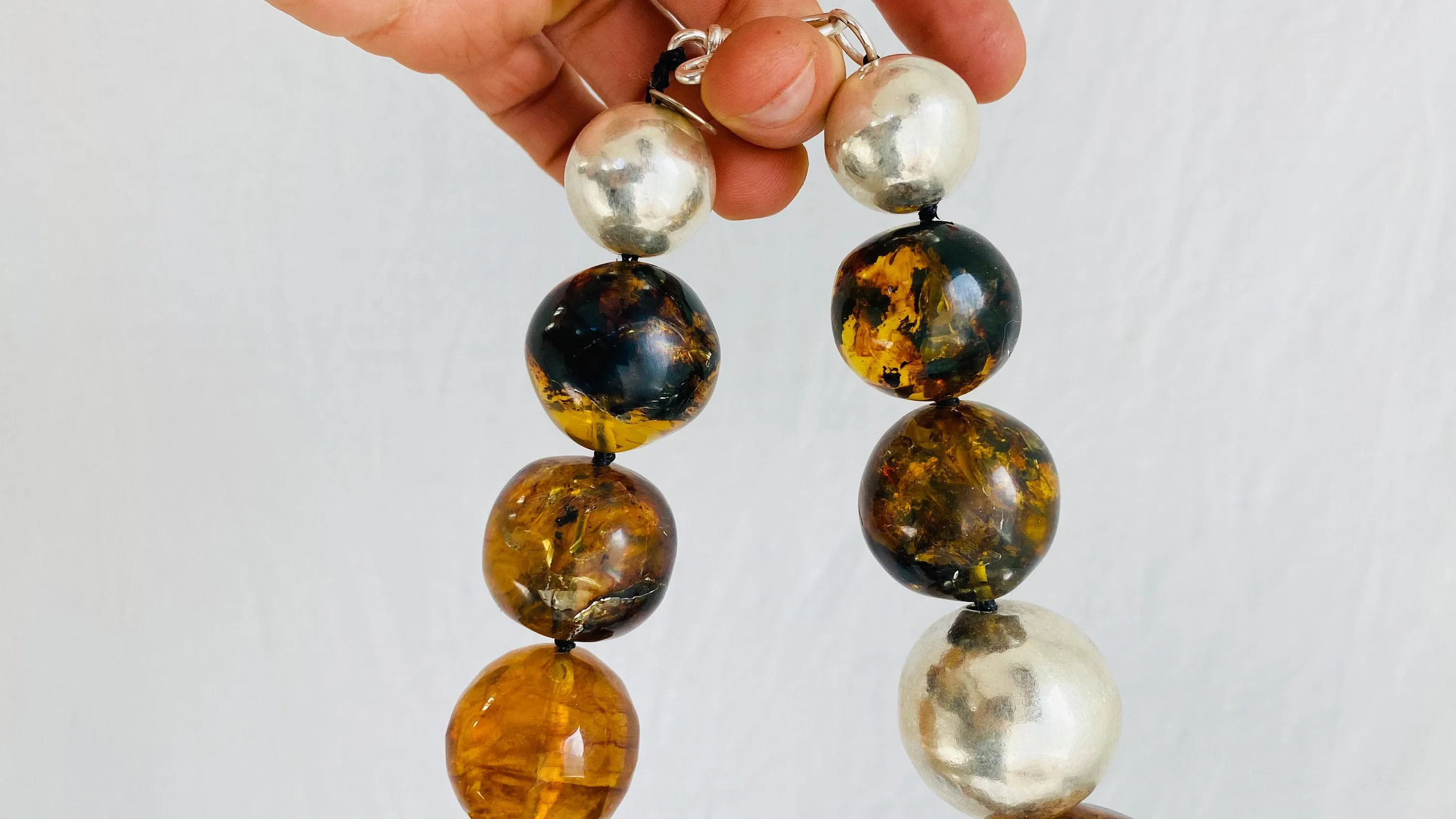 Asymm Amber Beaded Necklace. Mexican Amber. Dramatic and Gorgeous!