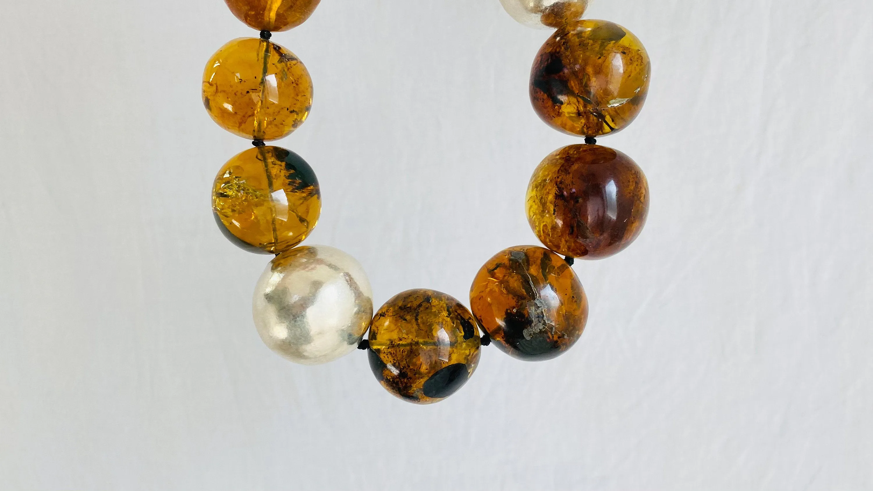 Asymm Amber Beaded Necklace. Mexican Amber. Dramatic and Gorgeous!