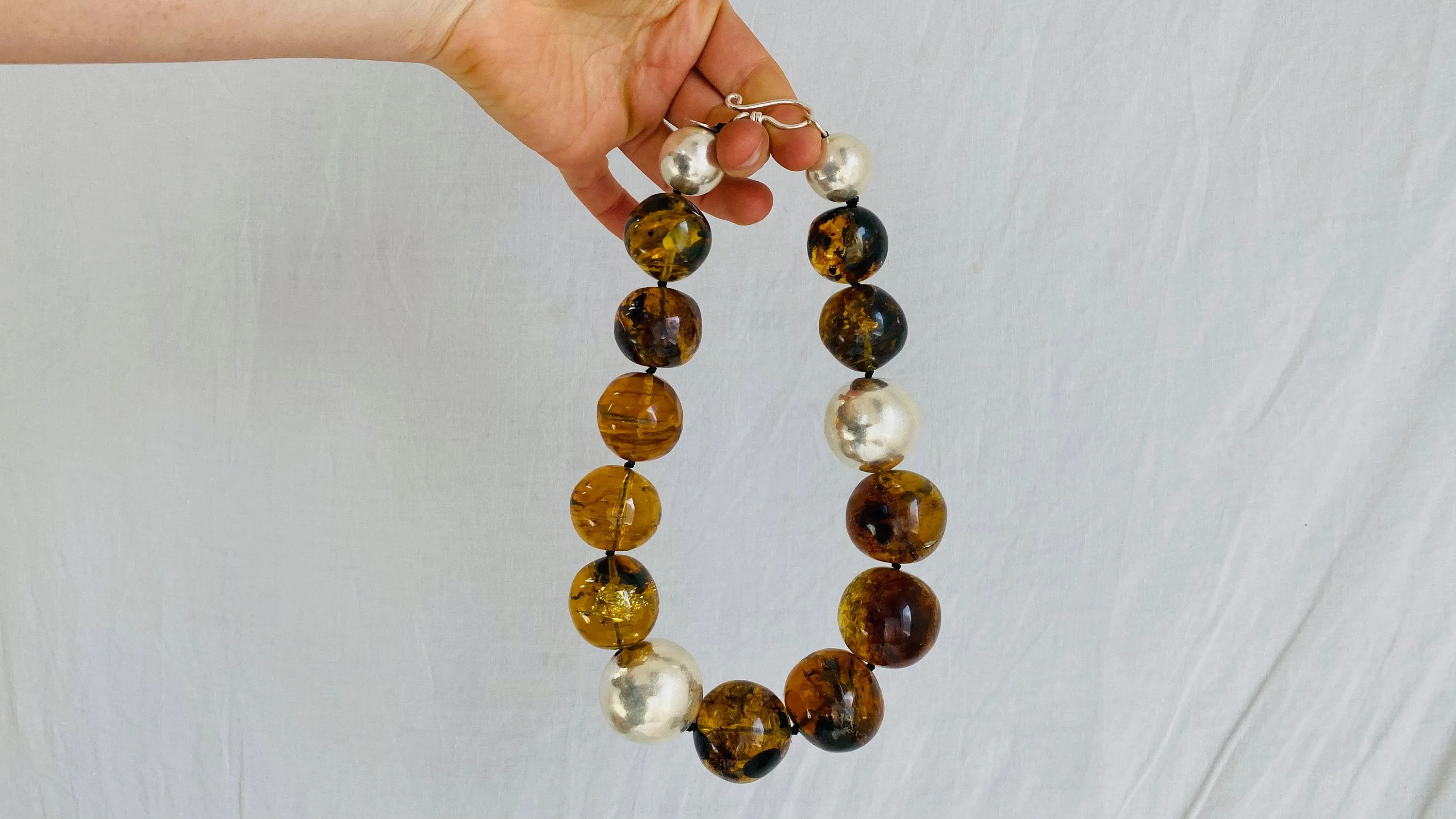 Asymm Amber Beaded Necklace. Mexican Amber. Dramatic and Gorgeous!