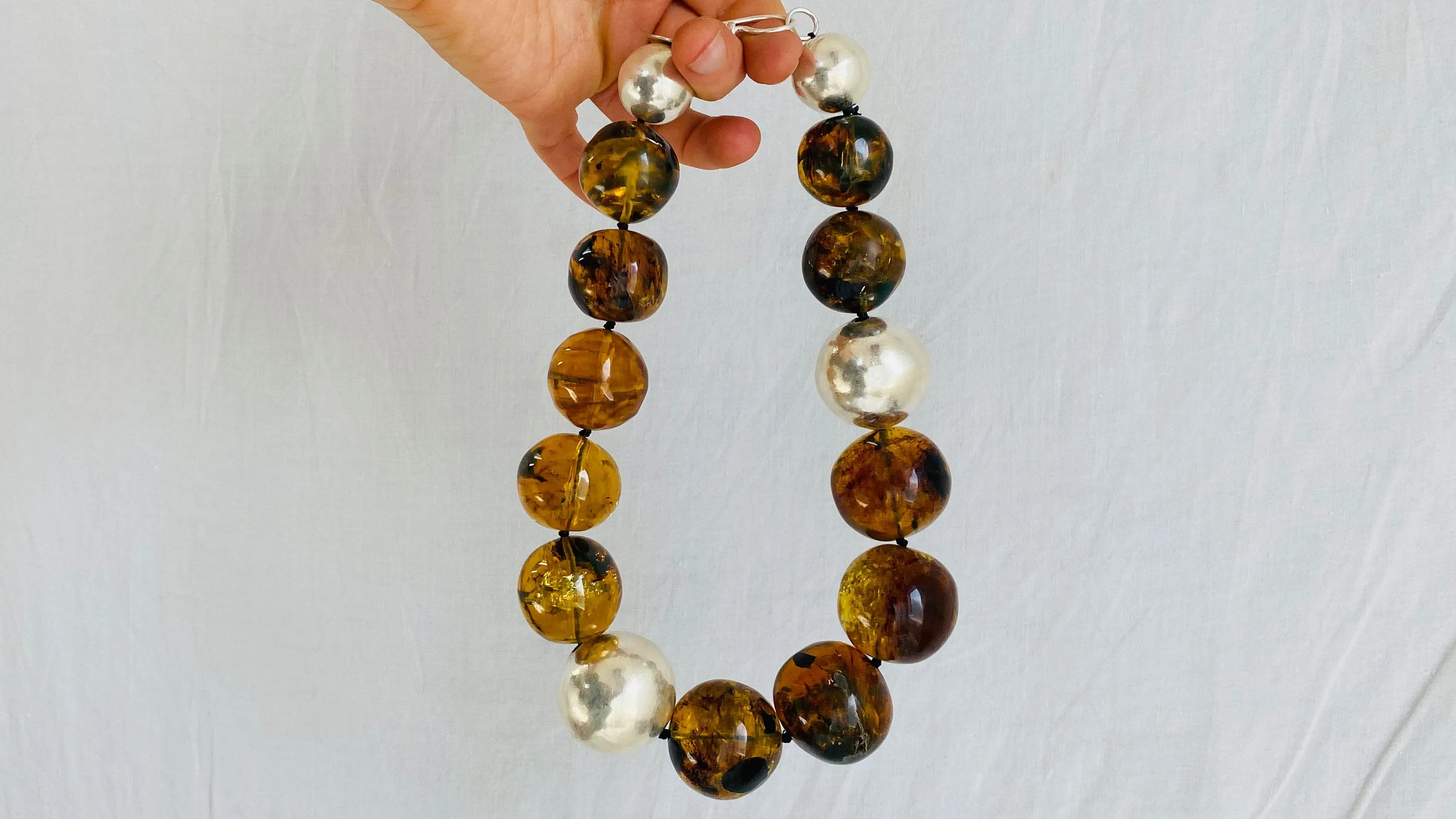 Asymm Amber Beaded Necklace. Mexican Amber. Dramatic and Gorgeous!