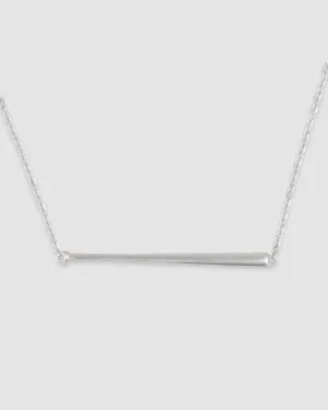 Baseball Bat Bar Necklace - Silver
