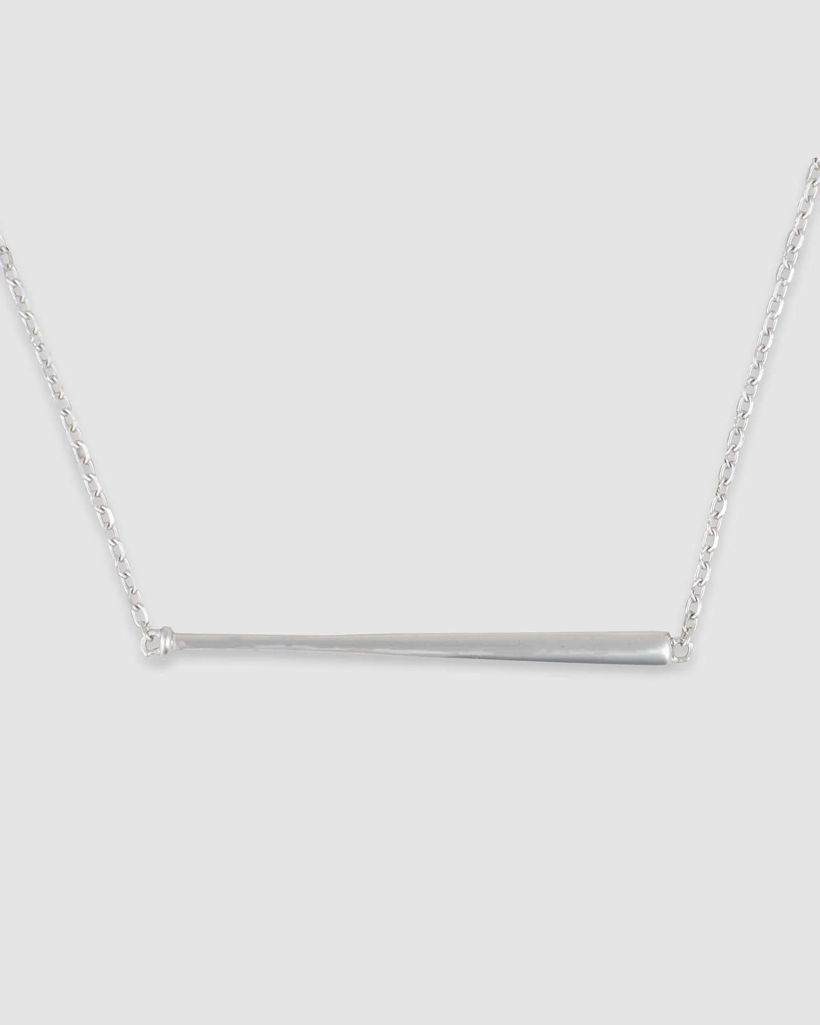 Baseball Bat Bar Necklace - Silver