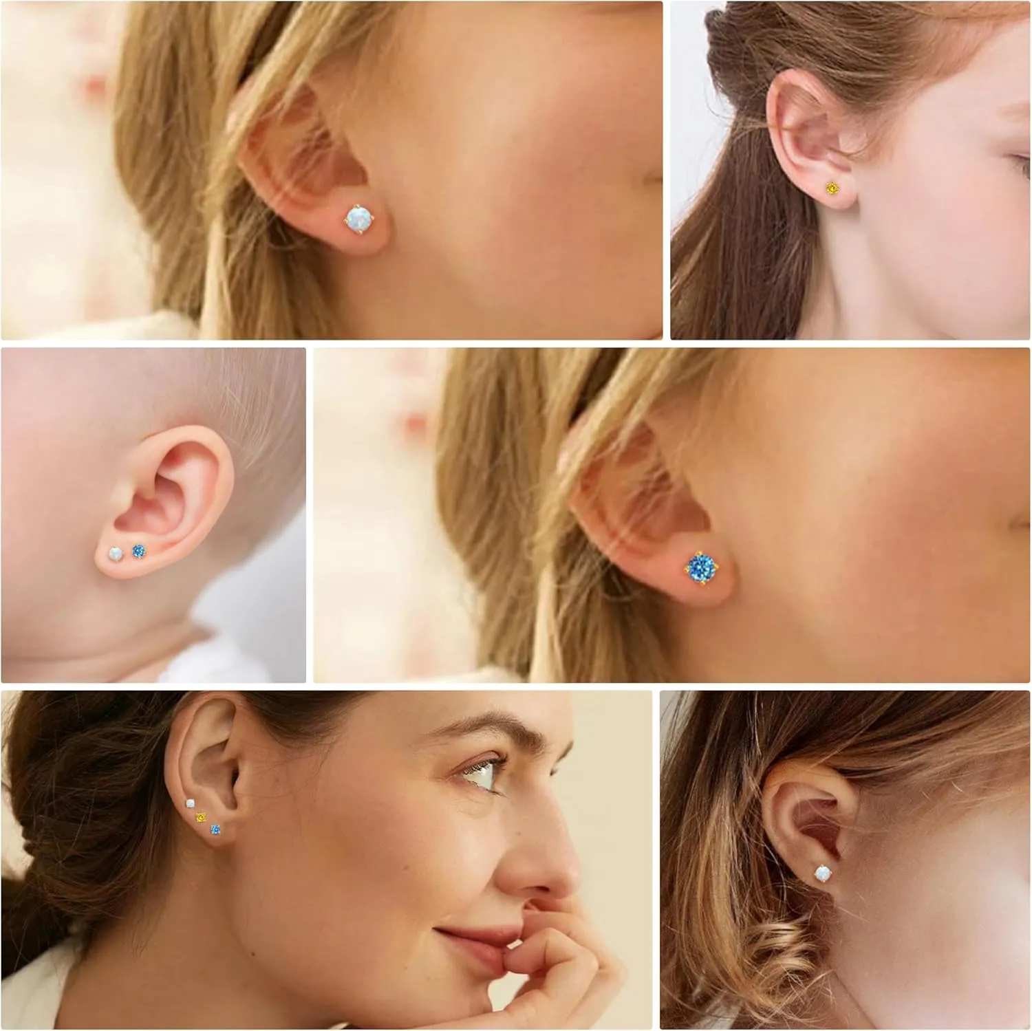 Birthstone Flat Back Earrings for Women Trendy,14K Gold Plated Hypoallergenic Comfort Flatback Earring for Cartilage Tragus Helix, Cubic Zirconia Earrings Stud Gold Jewelry Best Birthday Gift for Her