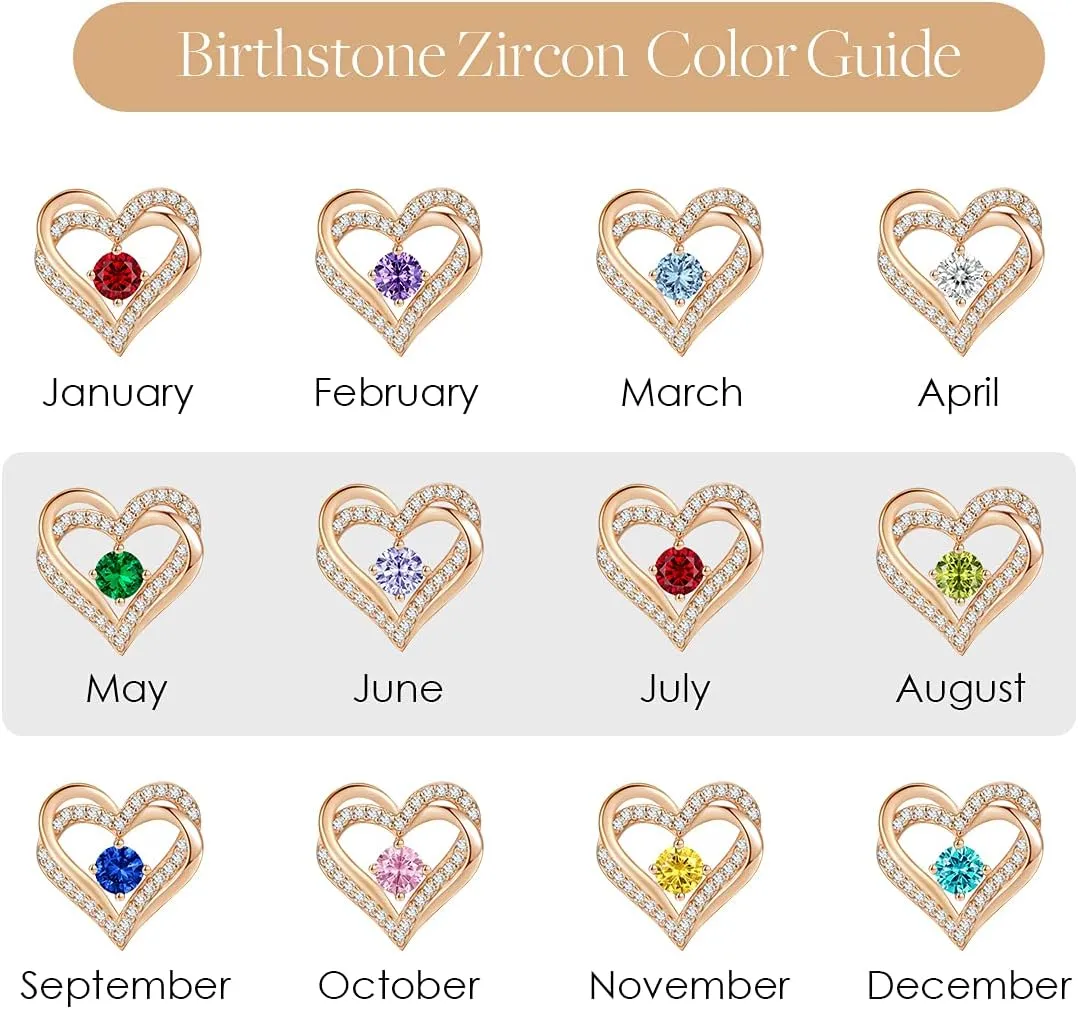 CDE Forever Love Heart Stud Earrings for Women, 925 Sterling Silver Birthstone Heart Stud Earrings Mother's Day Gift Anniversary Birthday Jewelry Gifts for Women Wife Her