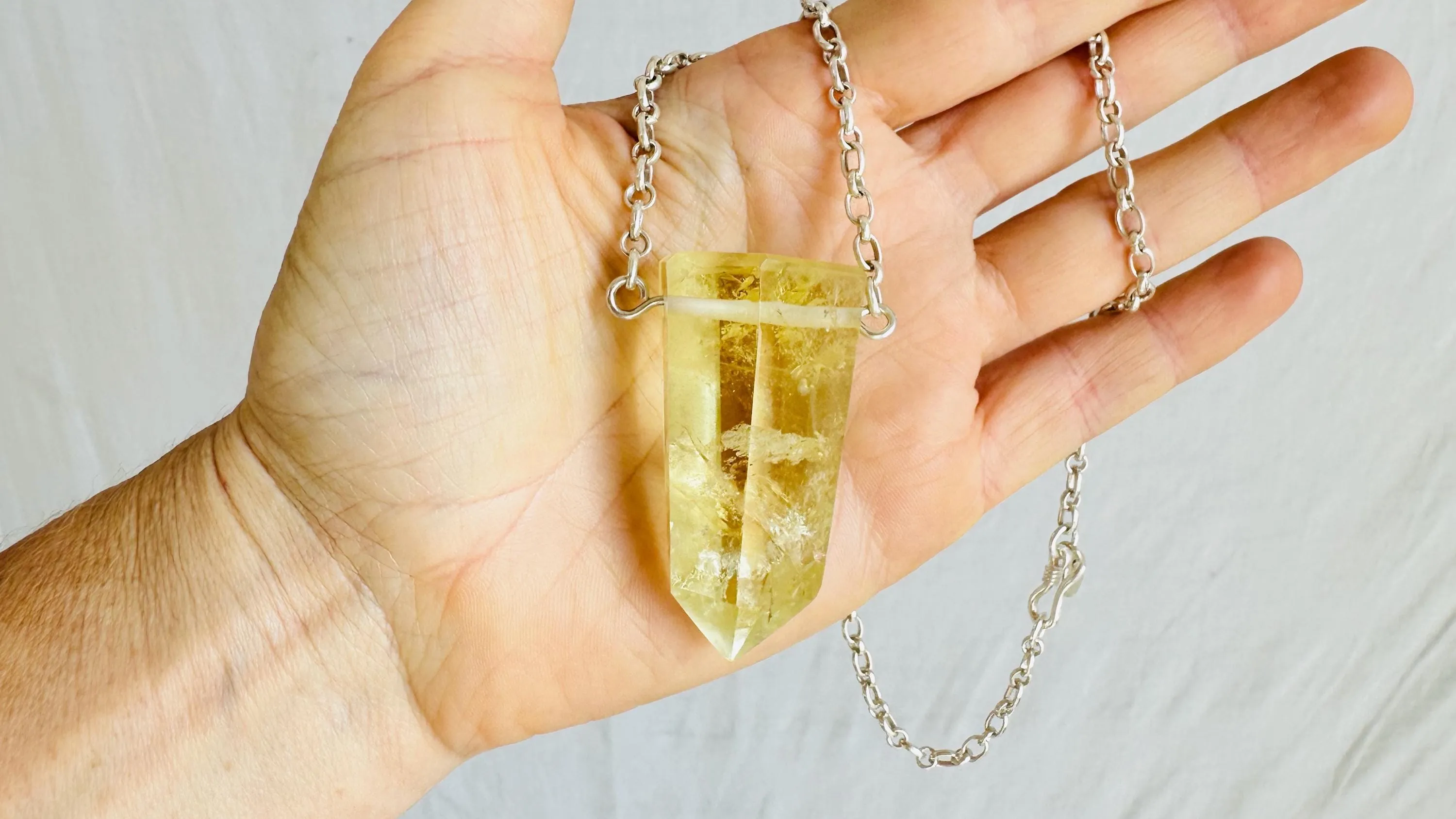 Citrine & Silver Pendant Necklace. Handmade Sterling Silver. 2303