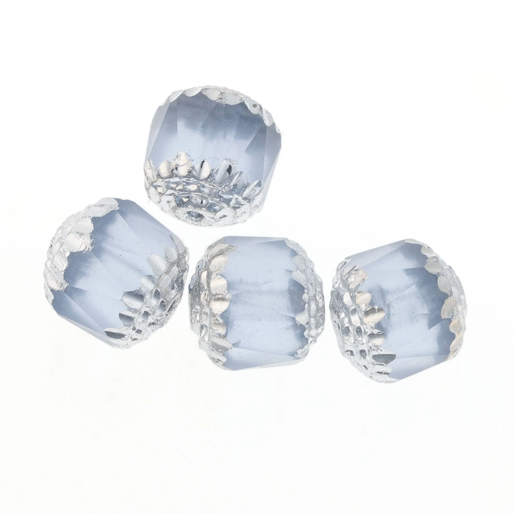Czech diamond-cut window beads with silver edges in alexandrite glass. 10mm. 4 pcs. b11-bl-1199