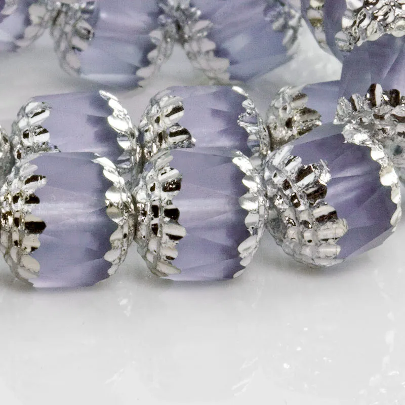 Czech diamond-cut window beads with silver edges in alexandrite glass. 10mm. 4 pcs. b11-bl-1199