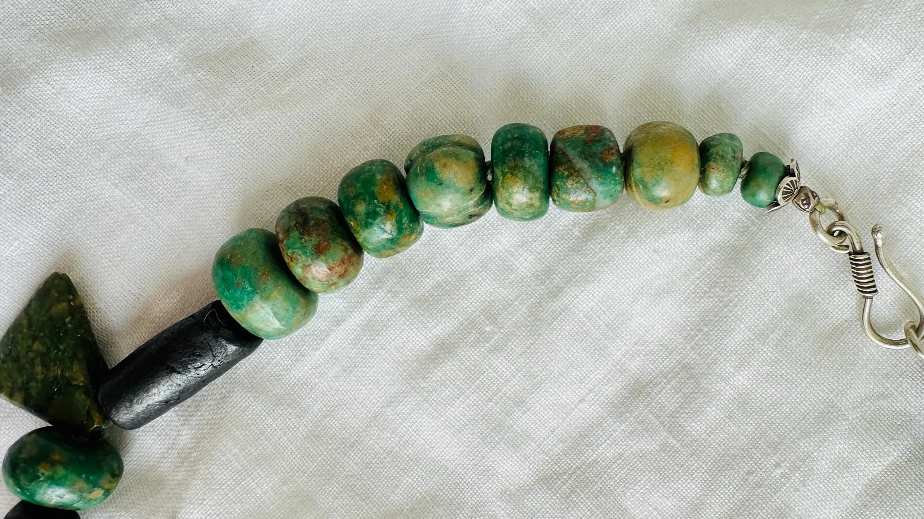 Fluorite & Guatemalita Necklace with Barro Negro. Handcrafted Designer Necklace.