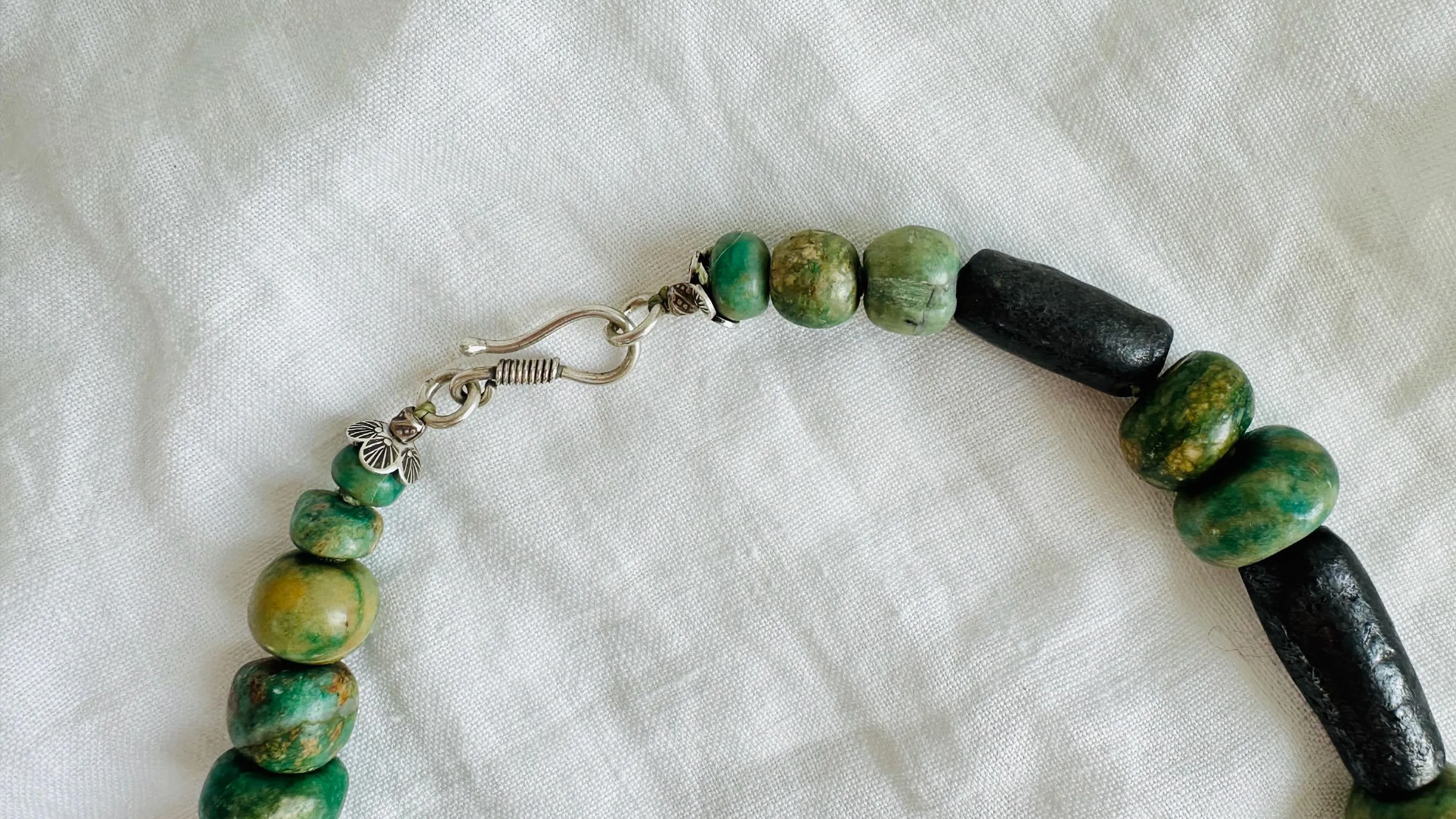 Fluorite & Guatemalita Necklace with Barro Negro. Handcrafted Designer Necklace.