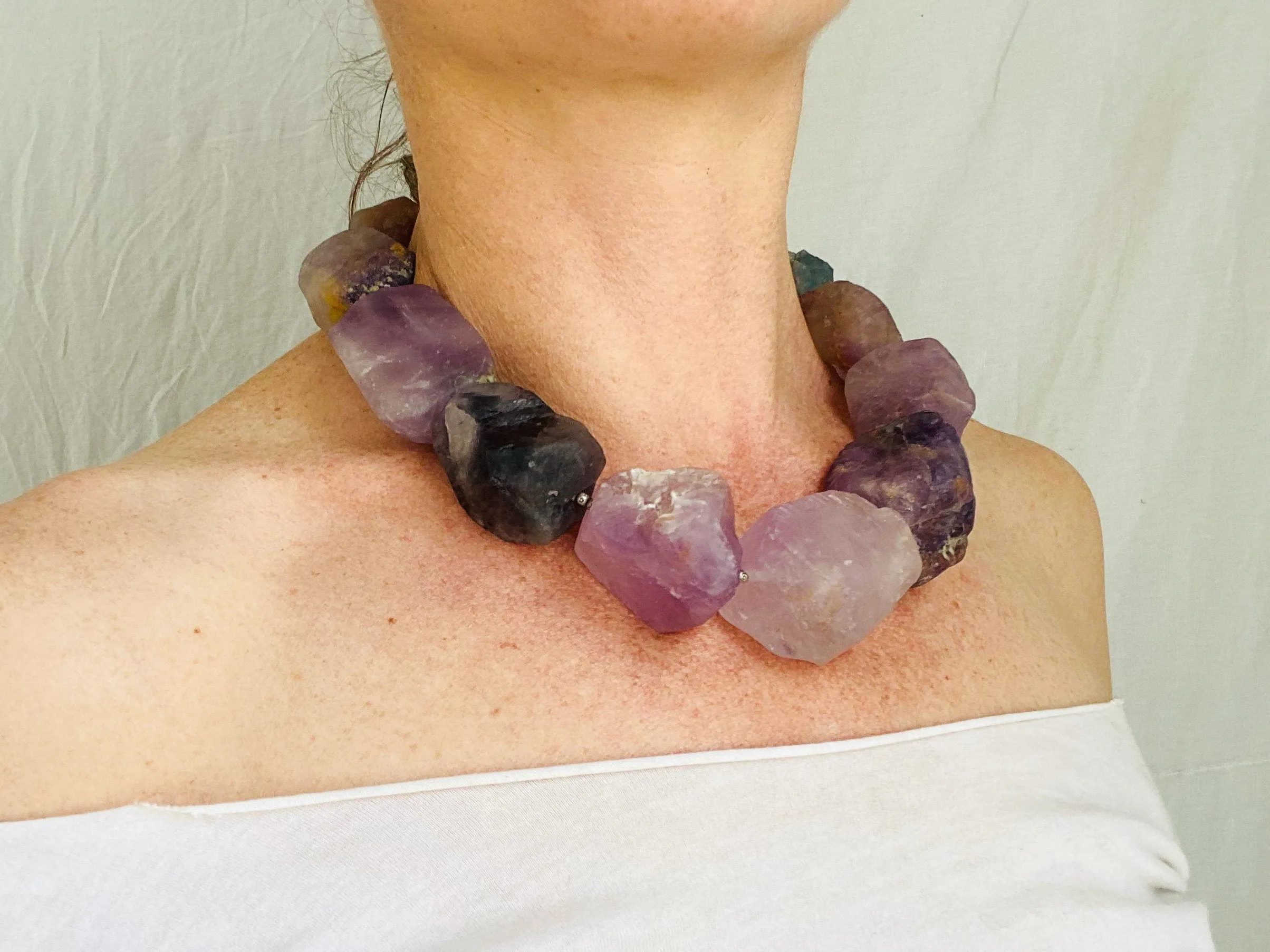 Fluorite & Silver Choker Necklace.