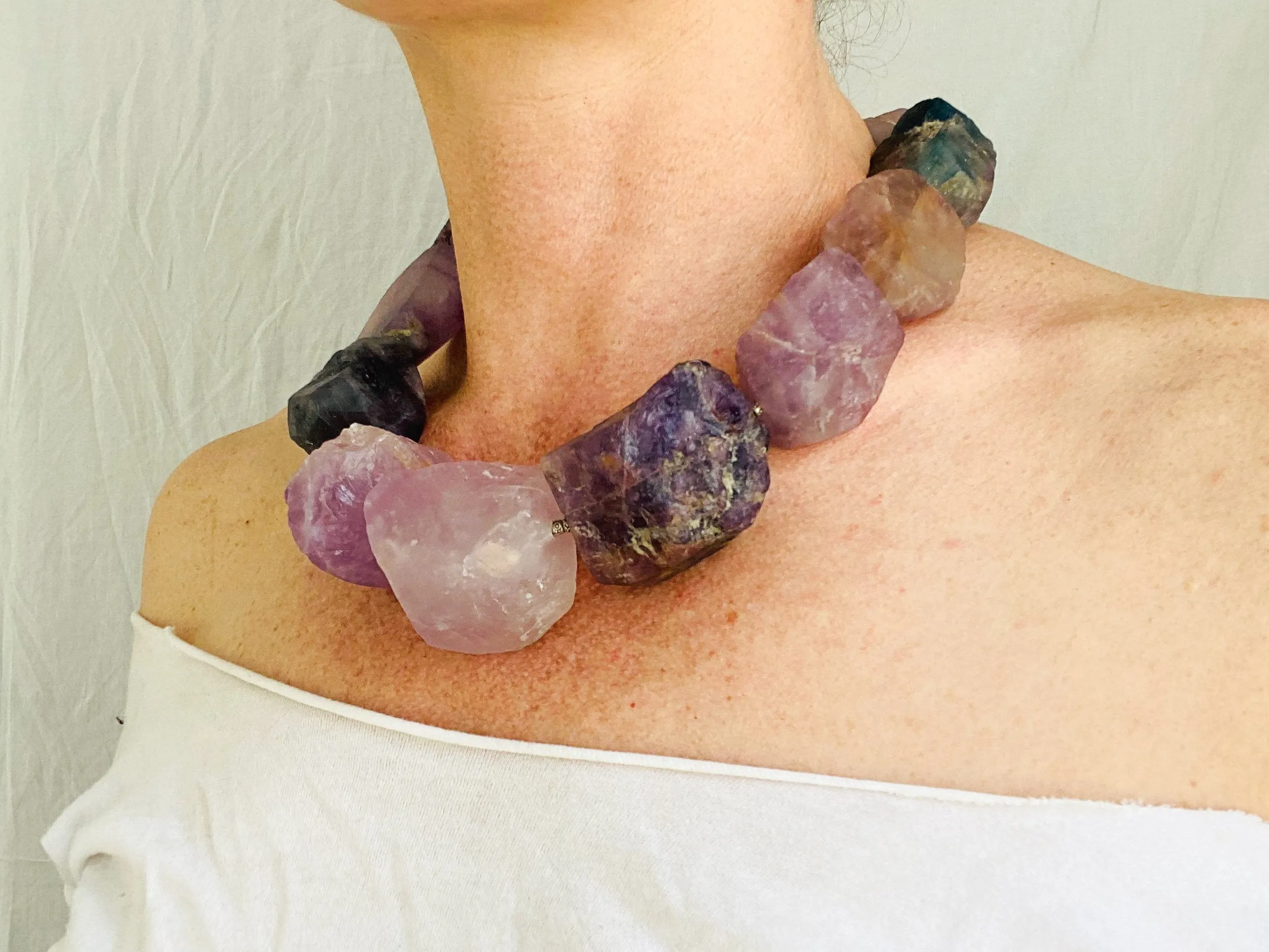 Fluorite & Silver Choker Necklace.