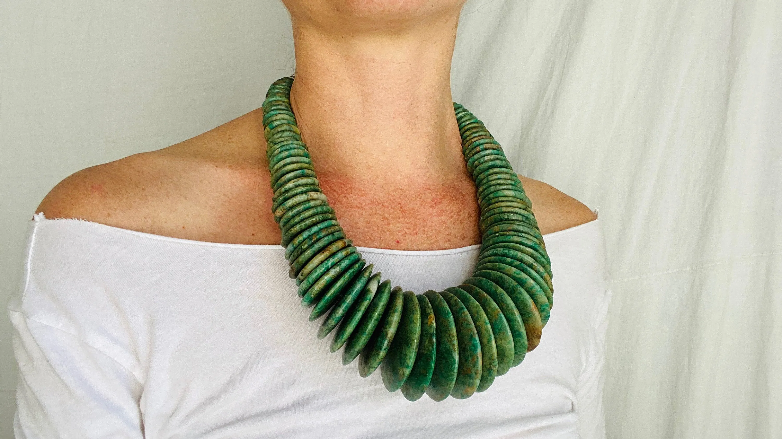 Guatemalita Jade Necklace. Graduated Disks Necklace. Guatemalan.