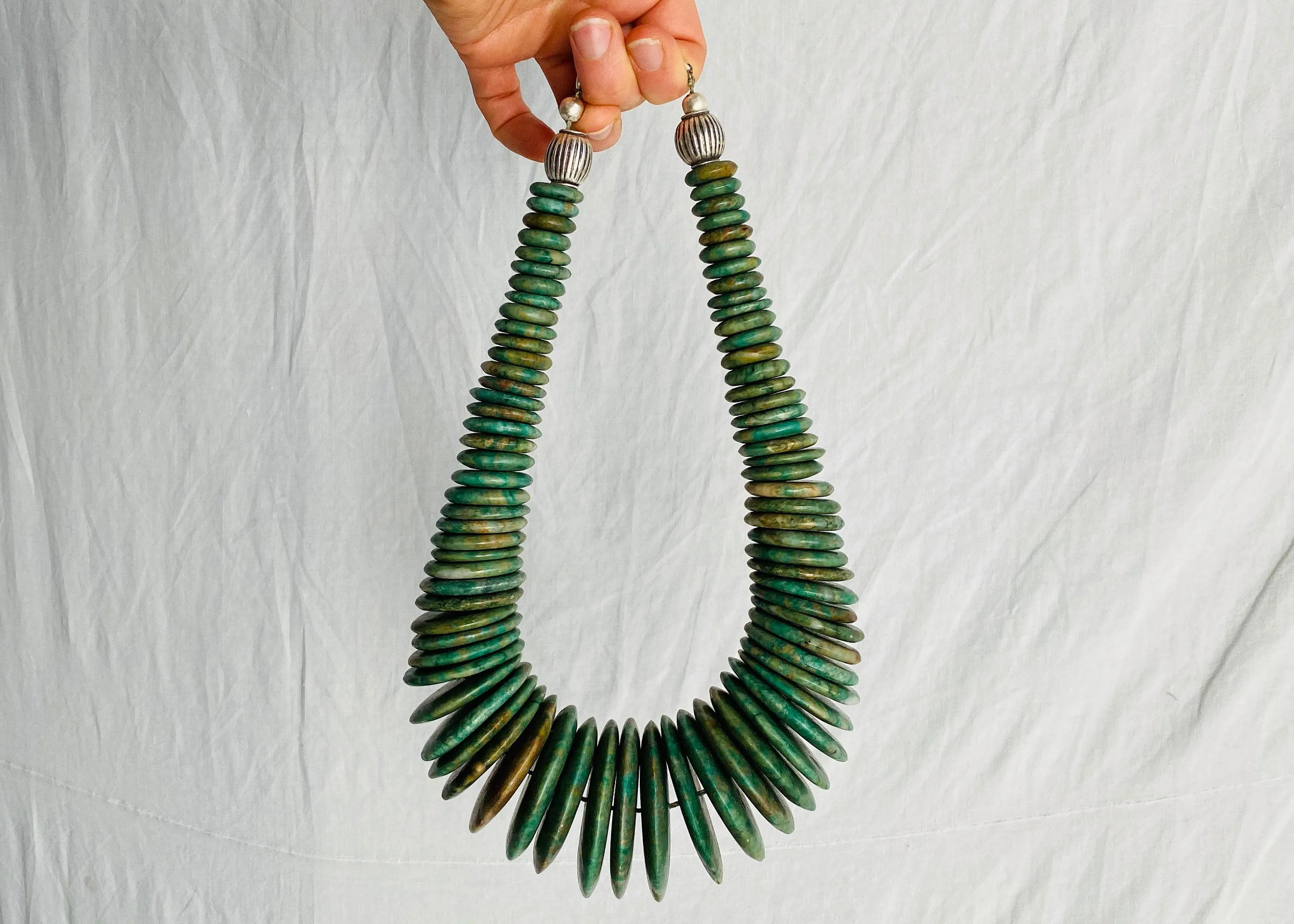 Guatemalita Jade Necklace. Graduated Disks Necklace. Guatemalan.