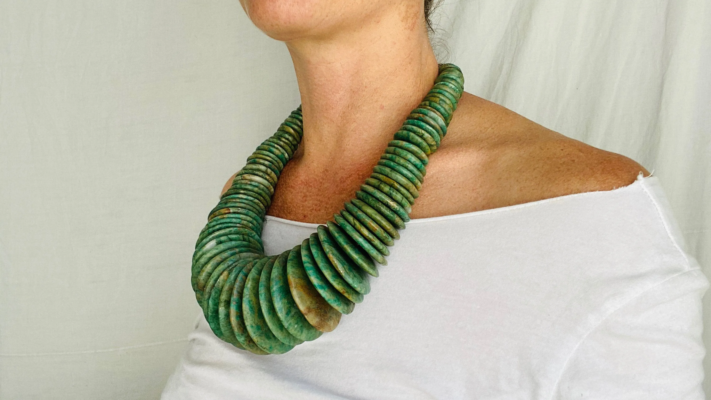 Guatemalita Jade Necklace. Graduated Disks Necklace. Guatemalan.