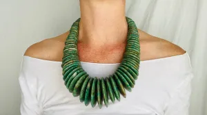 Guatemalita Jade Necklace. Graduated Disks Necklace. Guatemalan.
