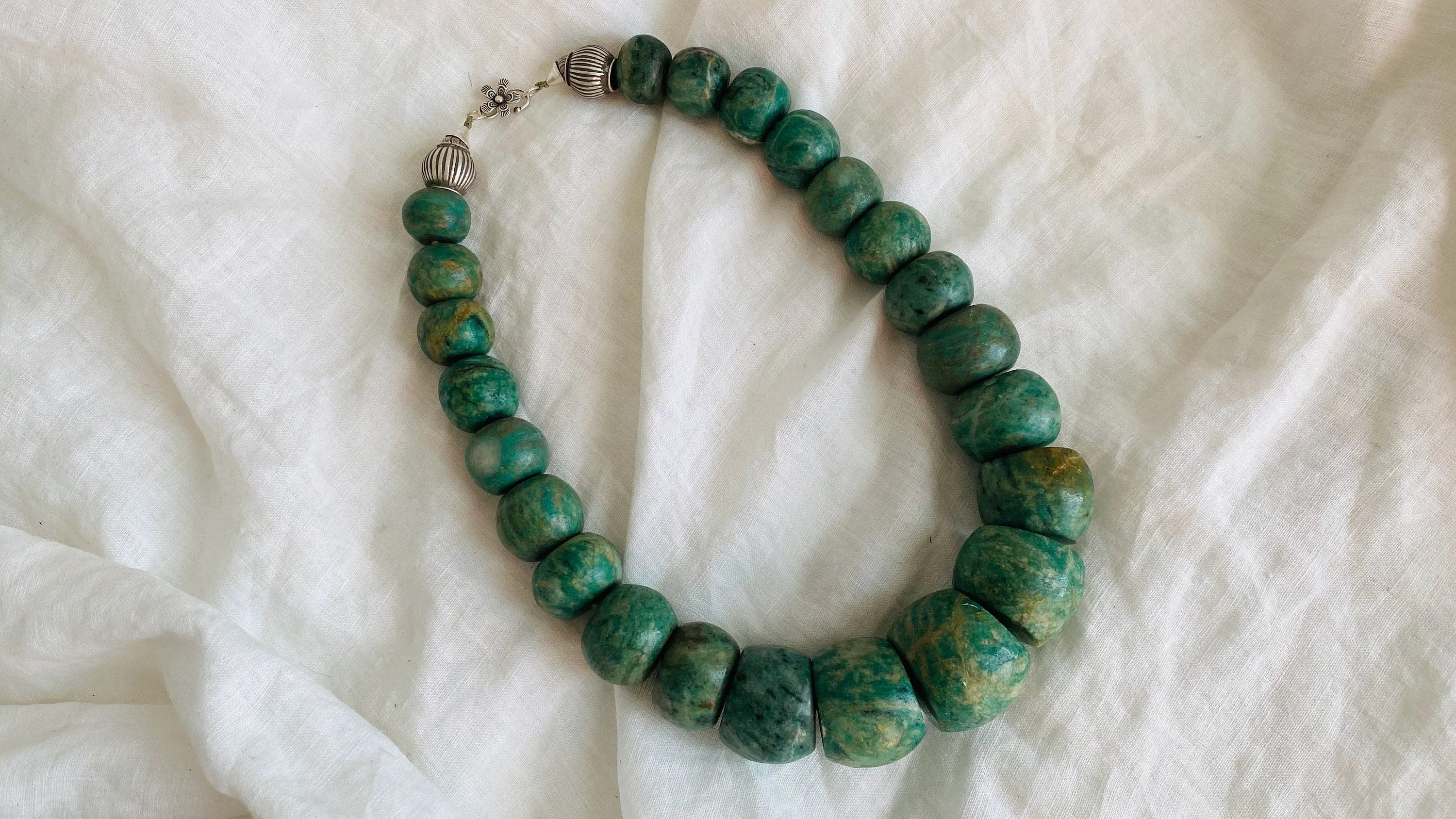 Guatemalita Jade Necklace. Sterling Silver. 1258