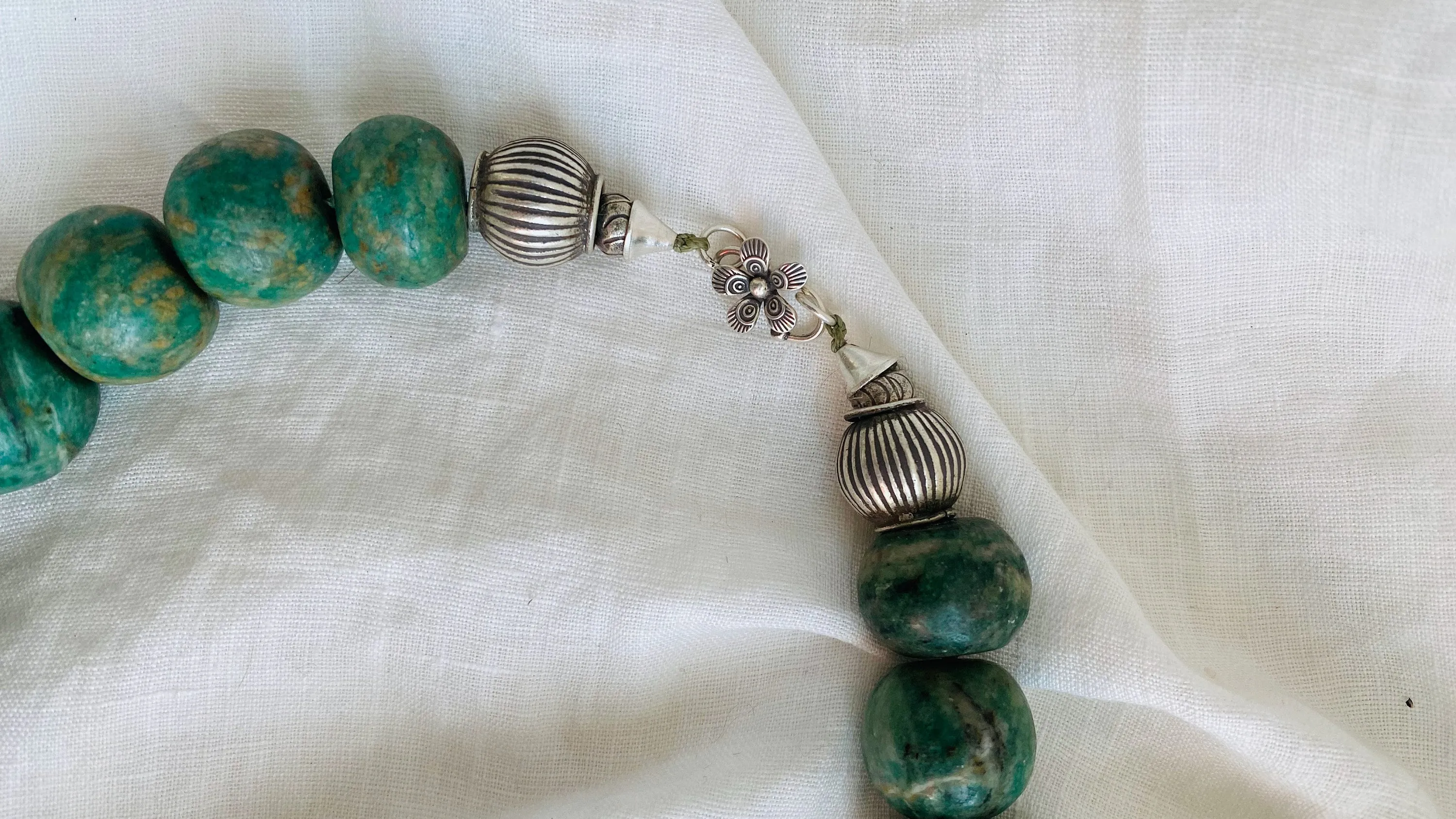 Guatemalita Jade Necklace. Sterling Silver. 1258