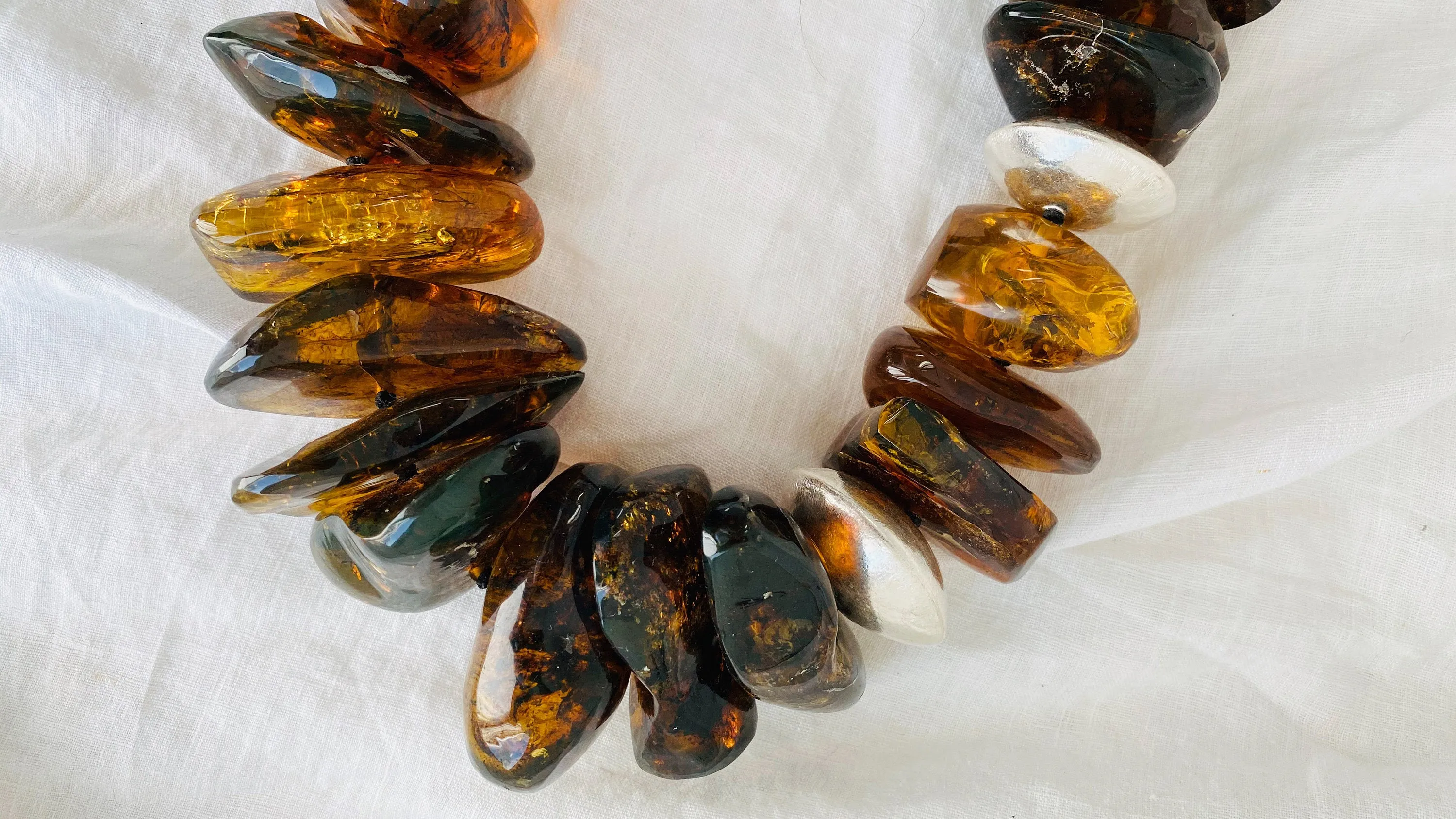 Huge Amber Beaded Necklace. Mexican Amber. Dramatic and Gorgeous!