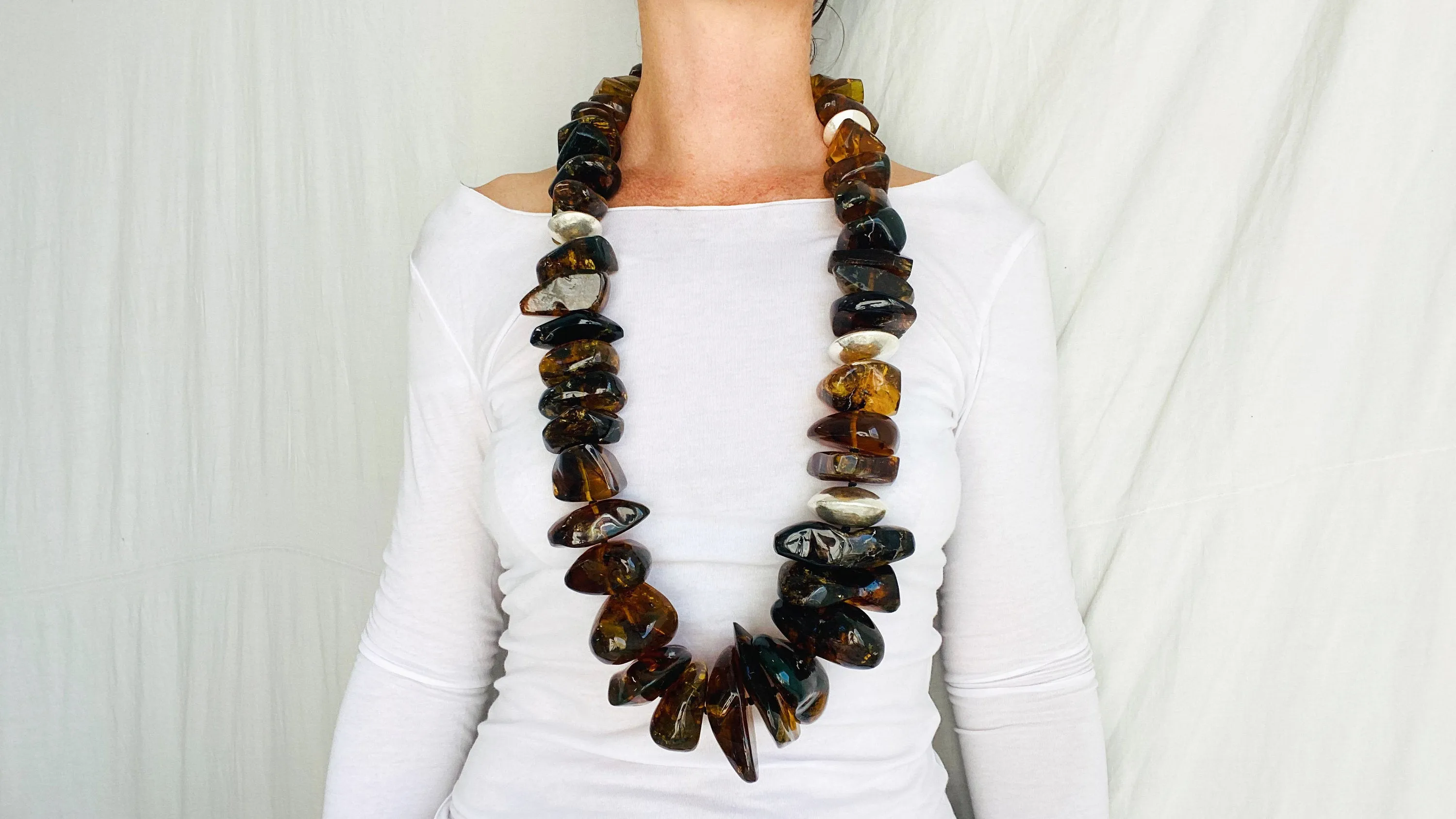 Huge Amber Beaded Necklace. Mexican Amber. Dramatic and Gorgeous!
