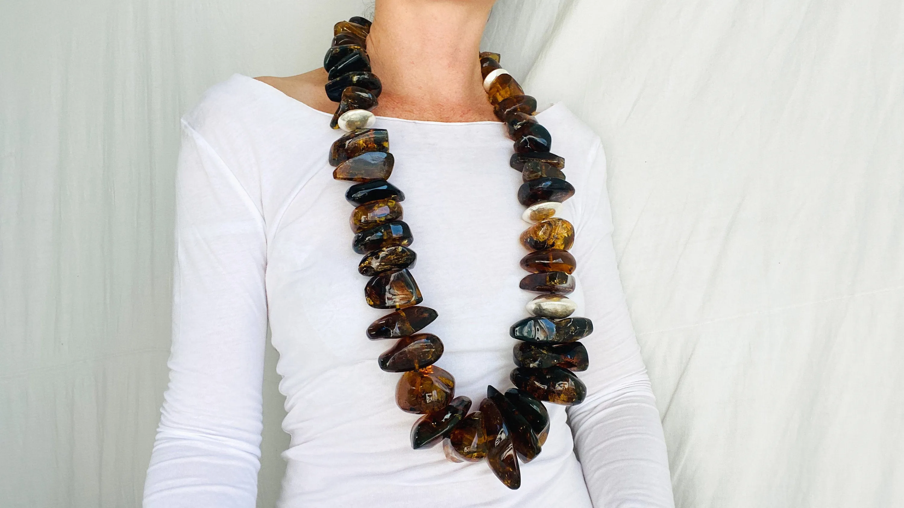 Huge Amber Beaded Necklace. Mexican Amber. Dramatic and Gorgeous!