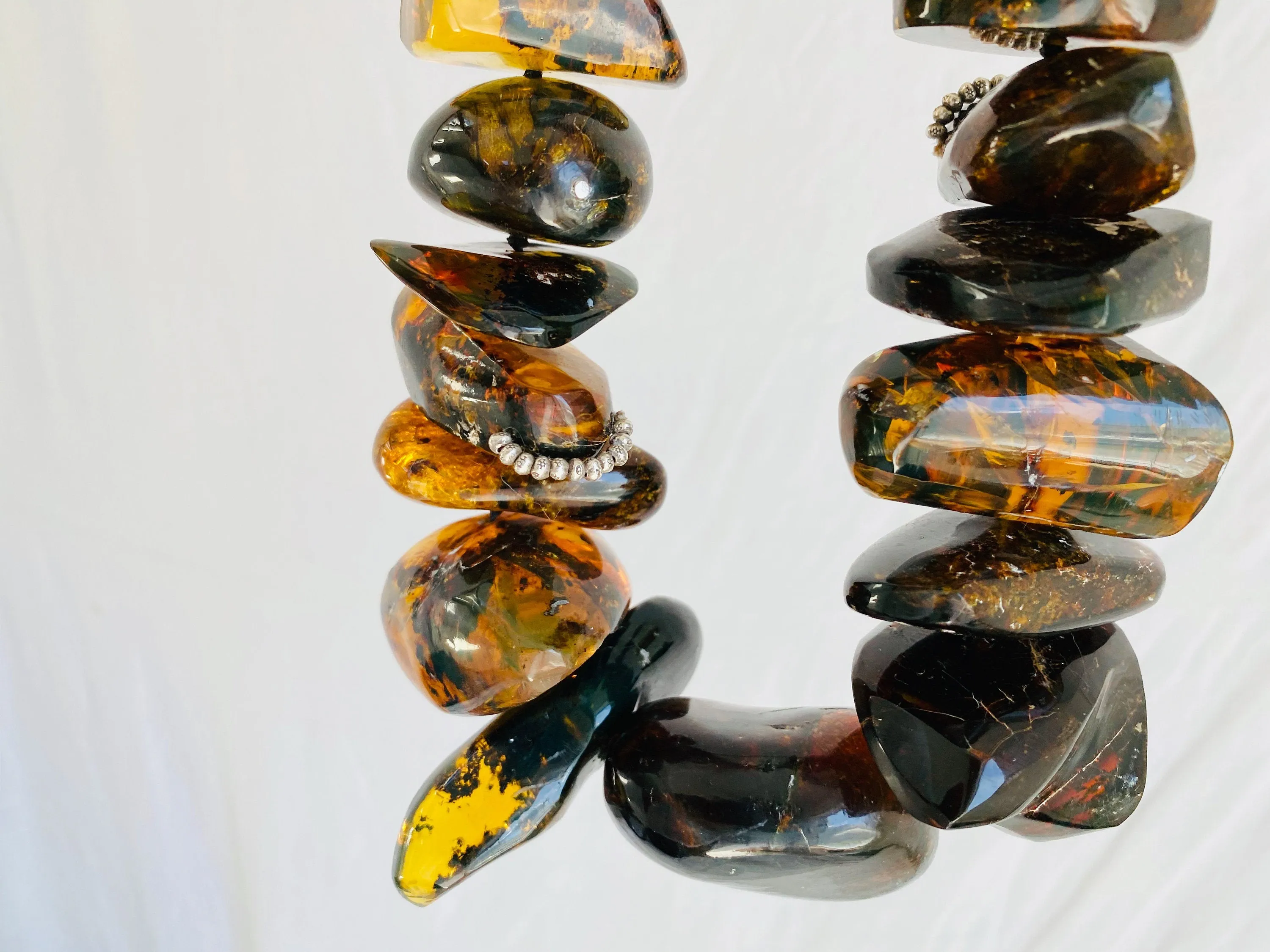 Huge Graduated Amber Chip Beaded Necklace. Mexican Amber. Dramatic and Gorgeous!