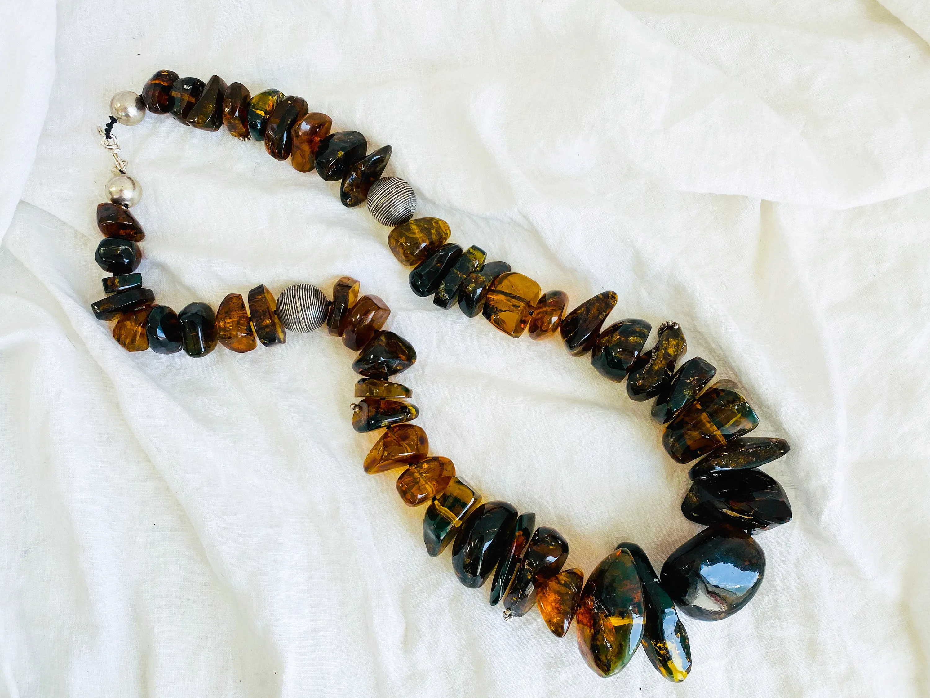 Huge Graduated Amber Chip Beaded Necklace. Mexican Amber. Dramatic and Gorgeous!