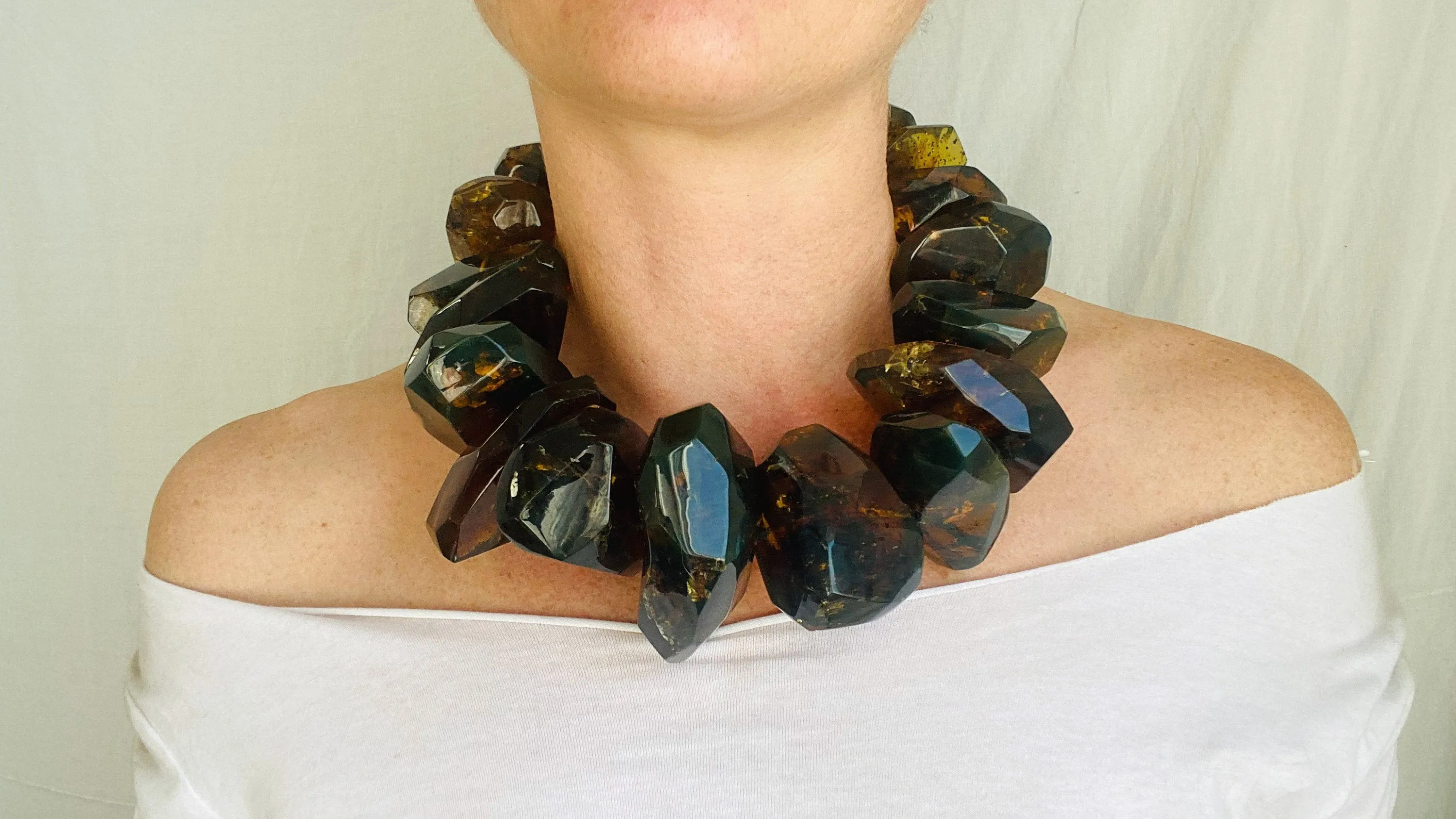 Huge Graduated Amber Necklace. Faceted. Mexican Amber. Dramatic and Gorgeous!