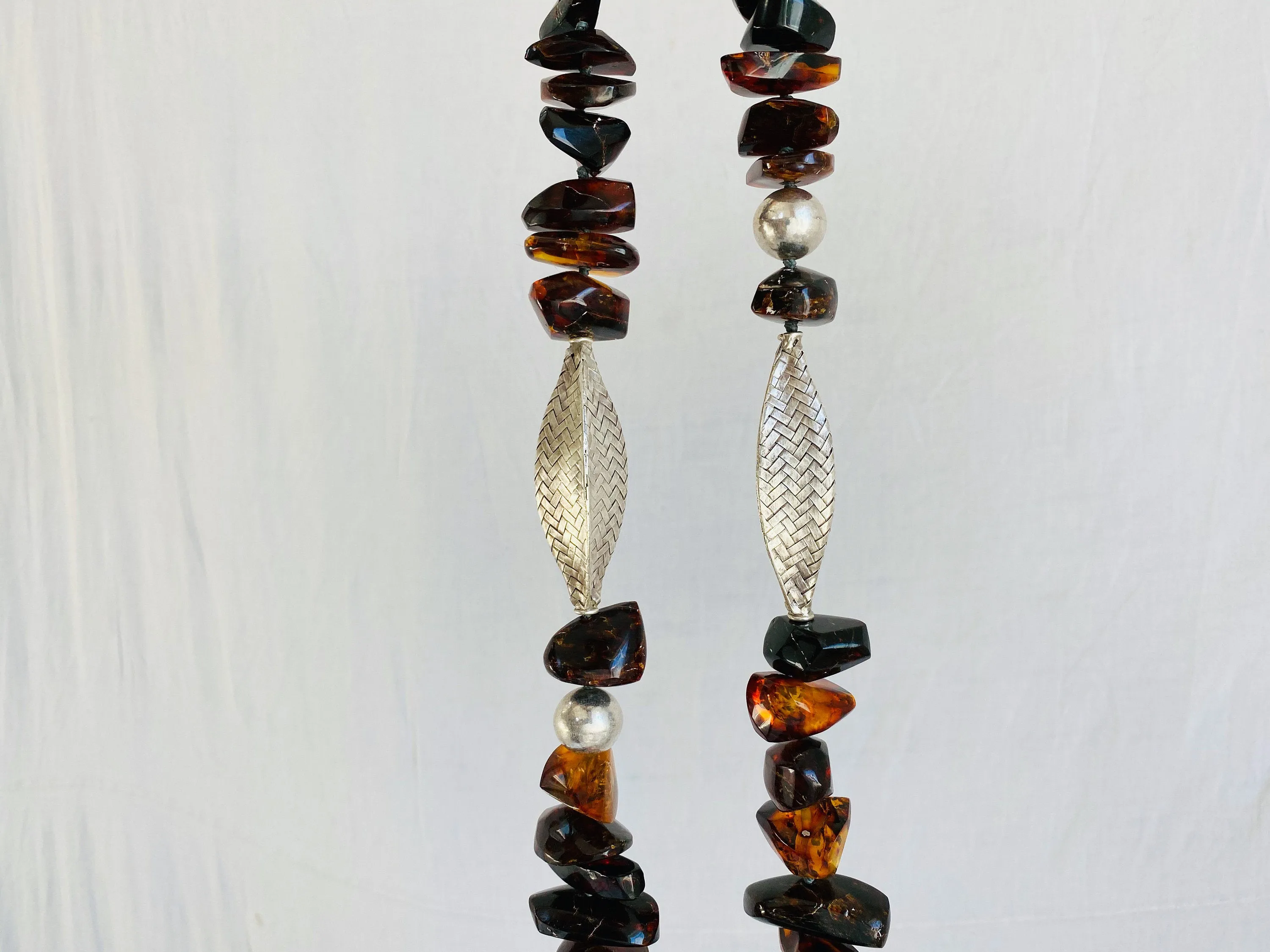 Huge Red Amber Necklace. Amber and Sterling Silver.