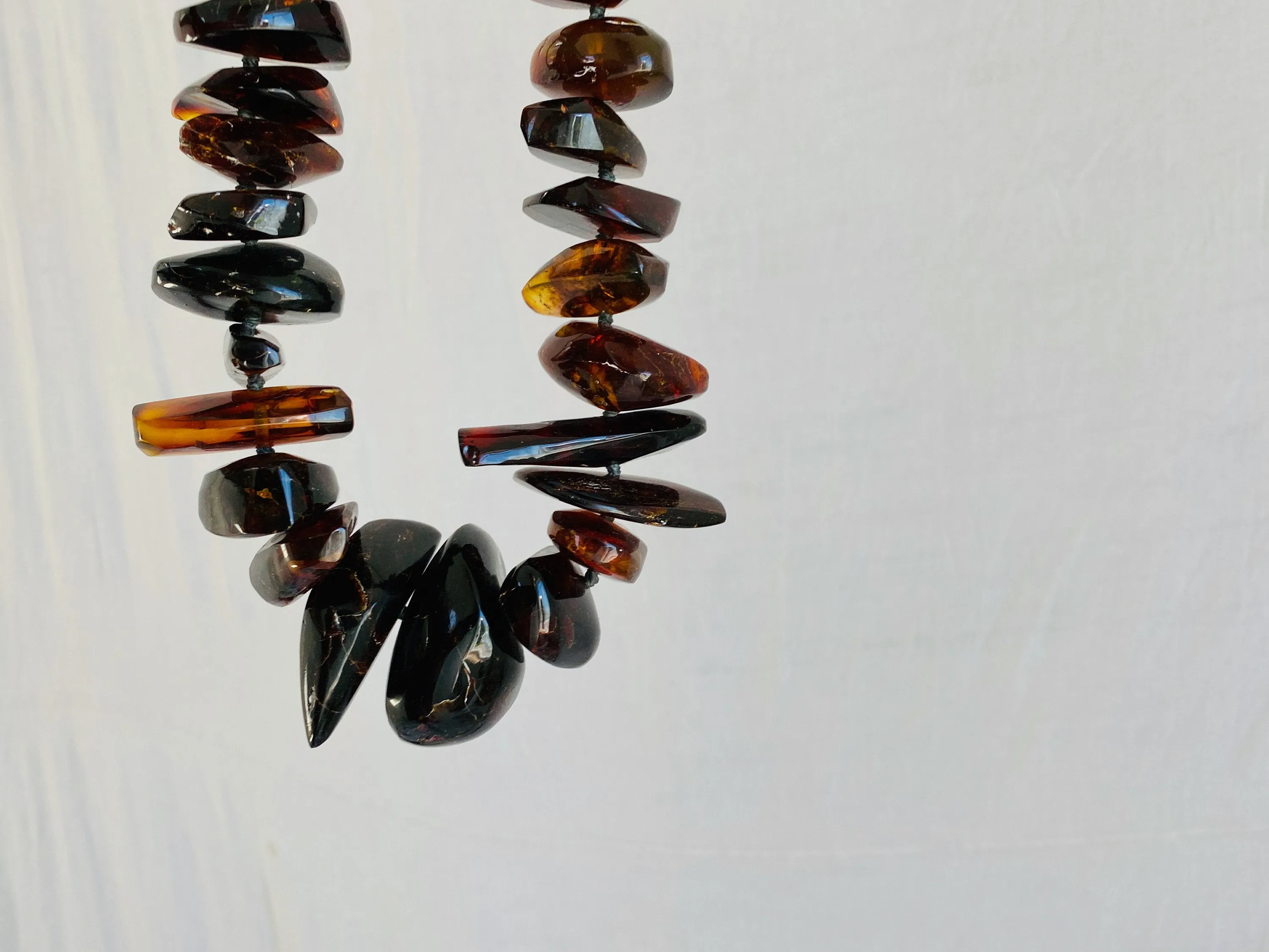 Huge Red Amber Necklace. Amber and Sterling Silver.