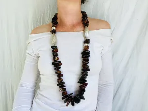 Huge Red Amber Necklace. Amber and Sterling Silver.
