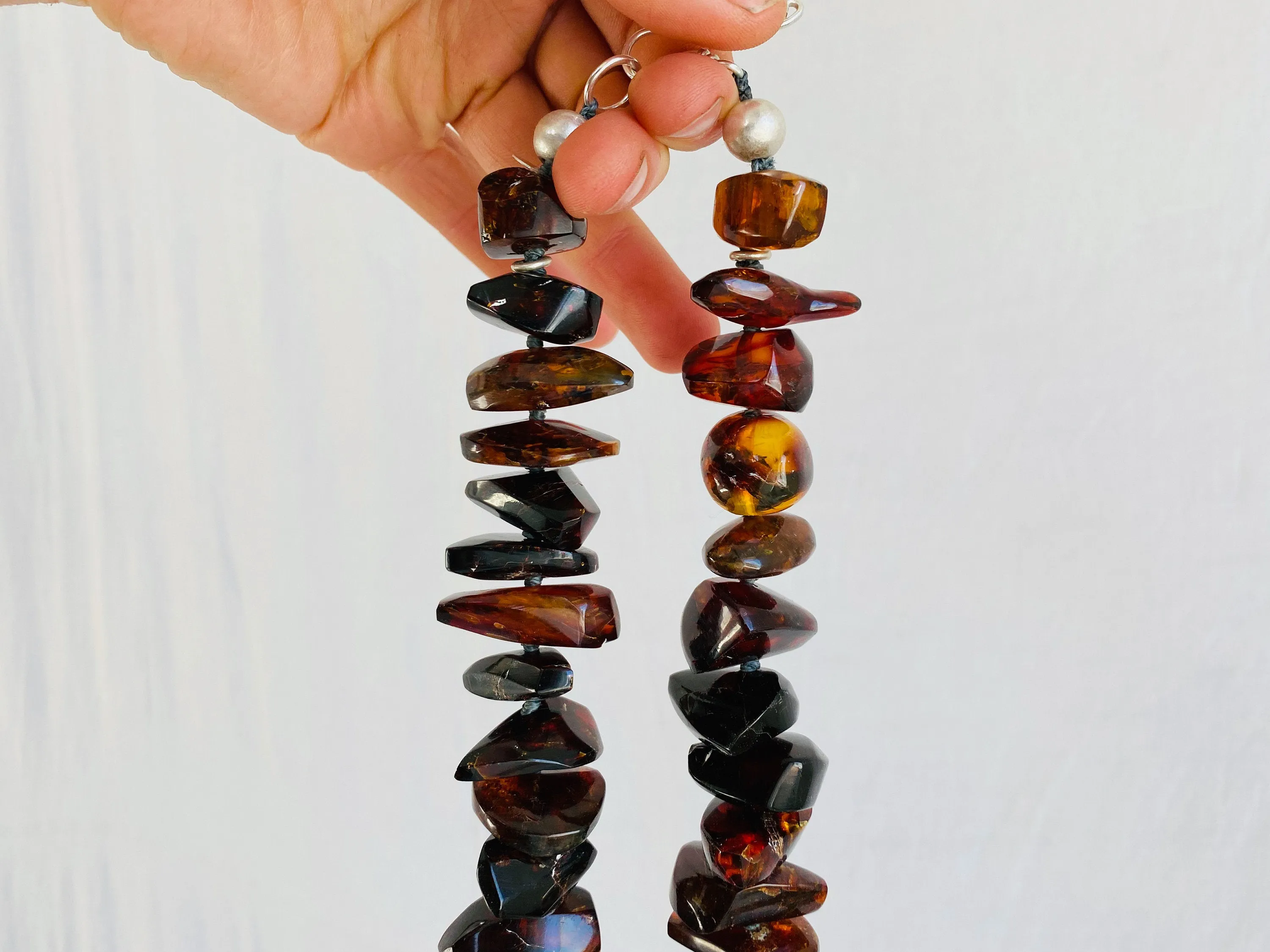 Huge Red Amber Necklace. Amber and Sterling Silver.